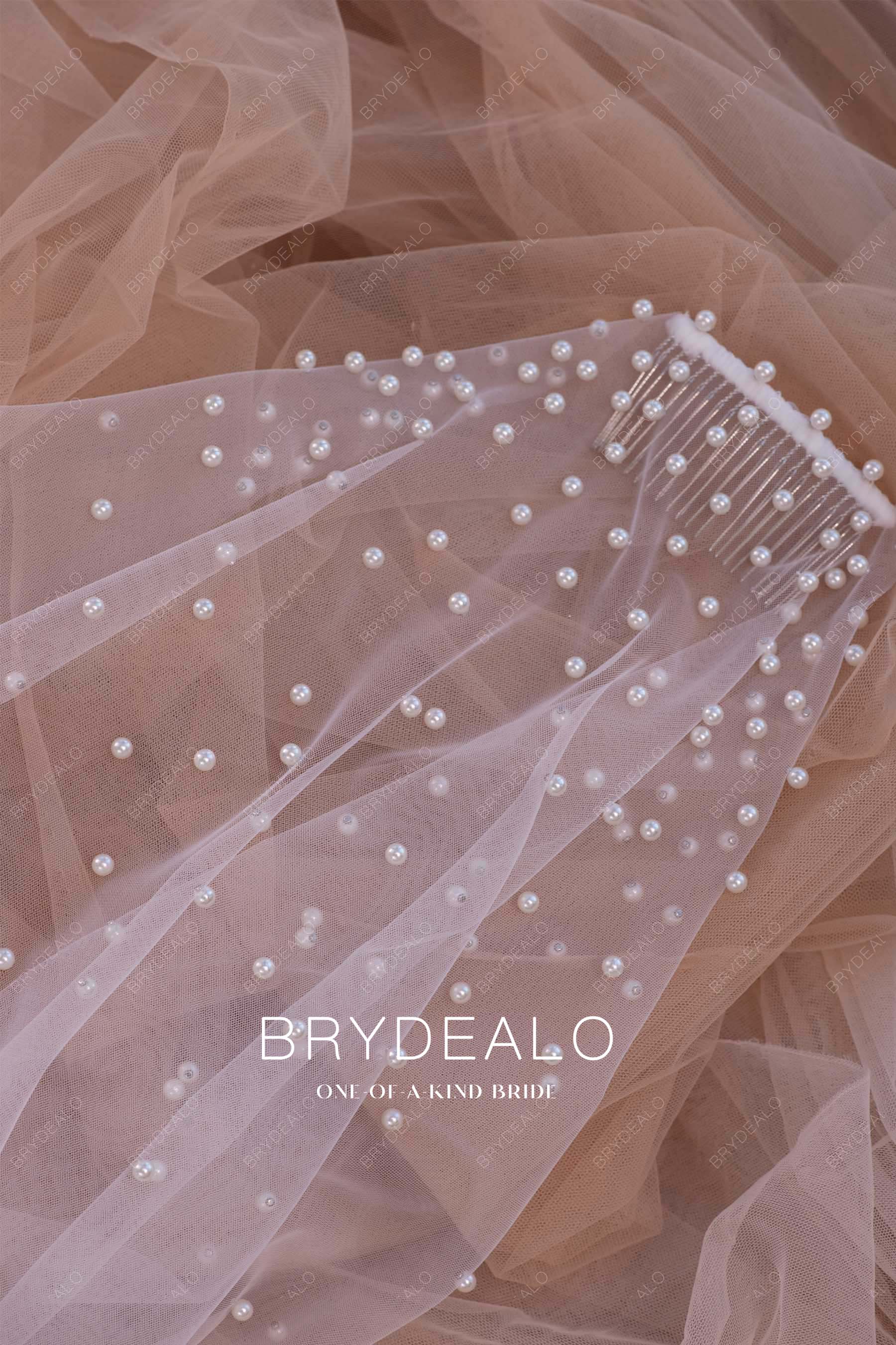 BrydealoFactory Pearls 3D Flowers Cathedral Length Bridal Veil