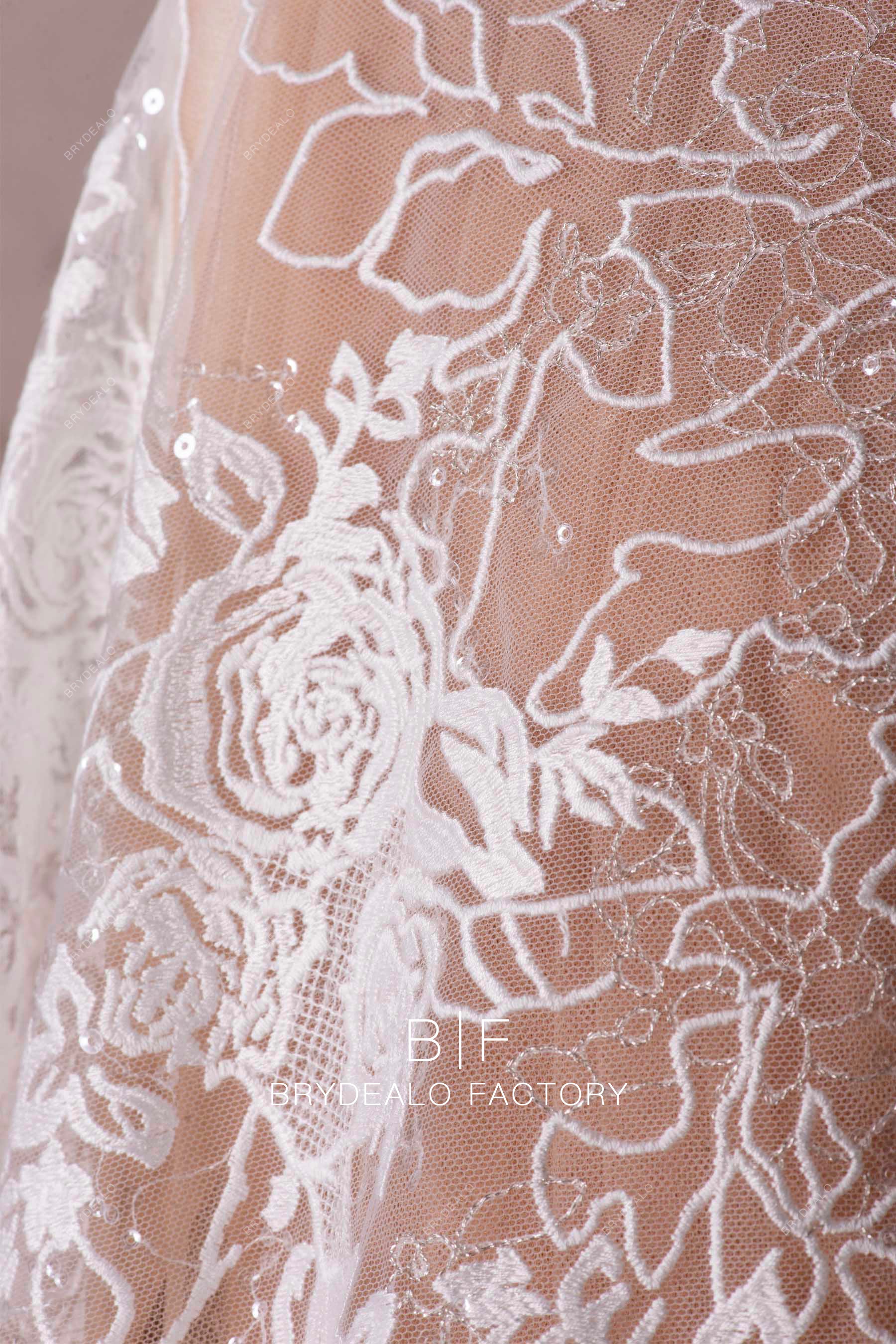 delicate shimmery flower lace fabric