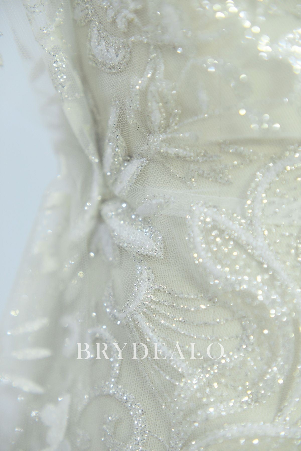  Silver Glitter Botanic Lace Fabric Online