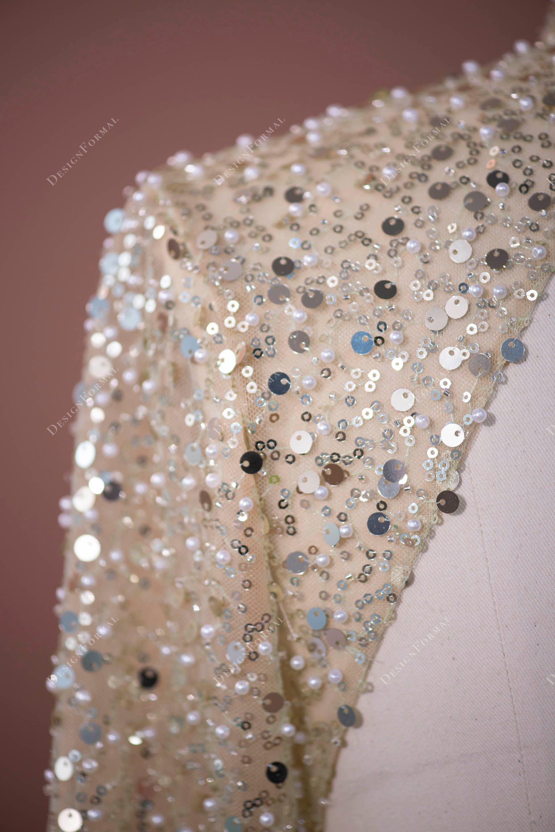 designed sparkly beading sequin formal gown