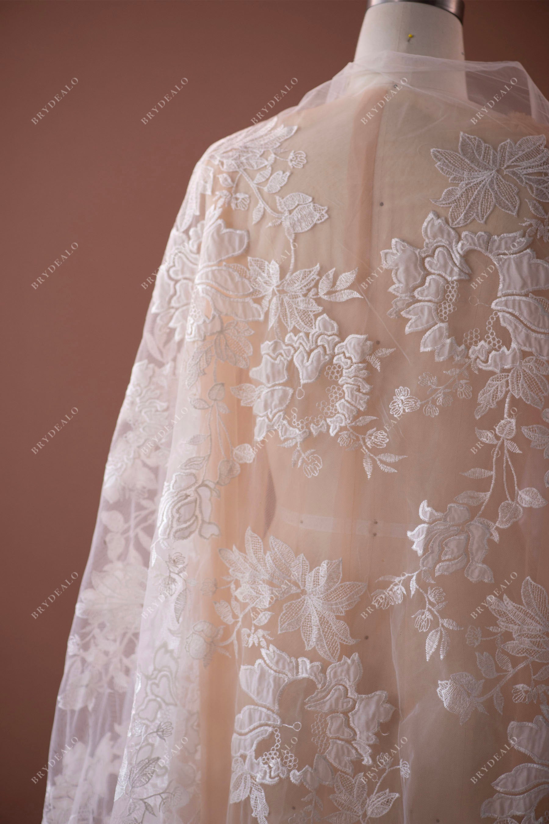 designer embroidery chiffon bridal lace fabric for wholesale
