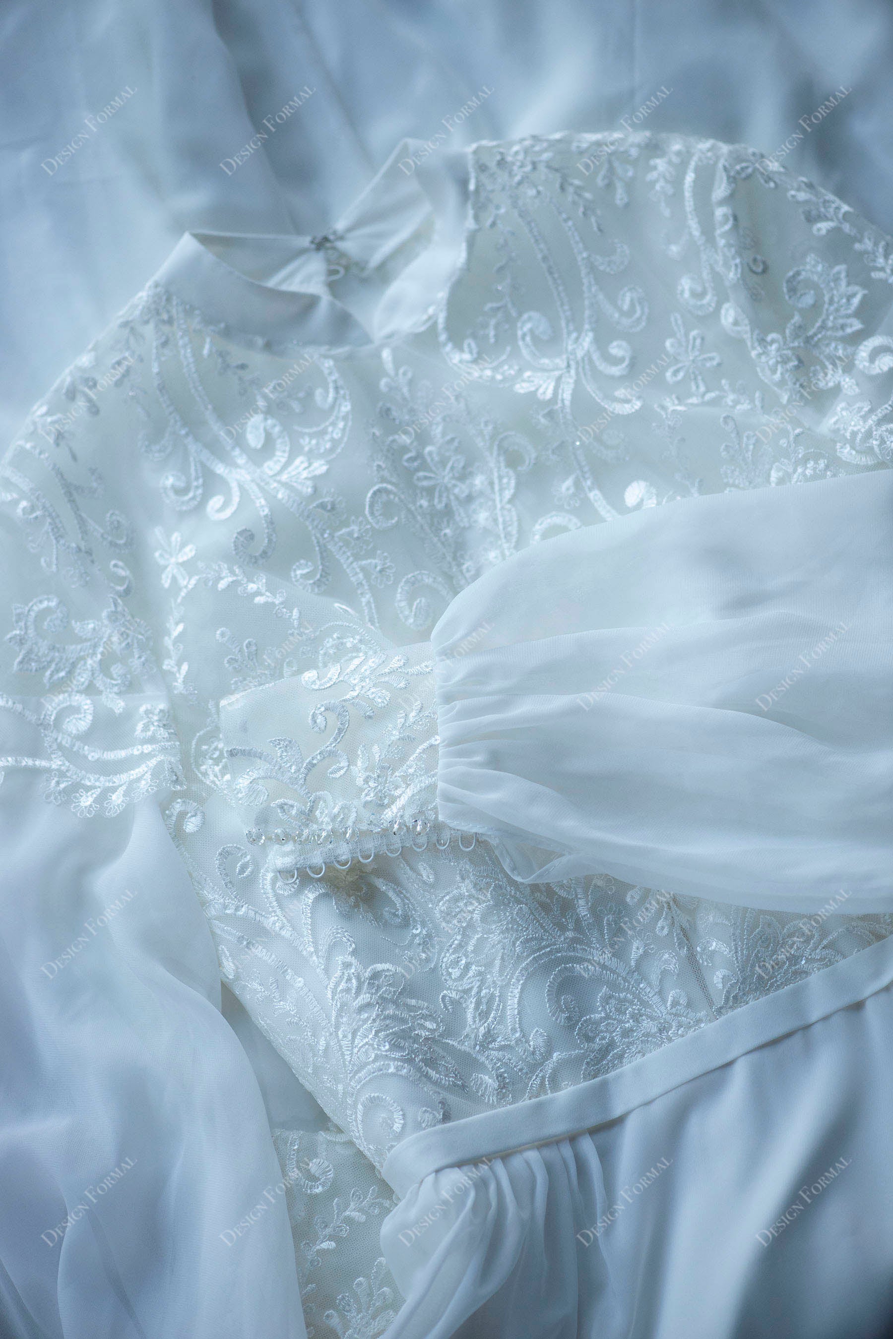 designer lace chiffon bridal gown