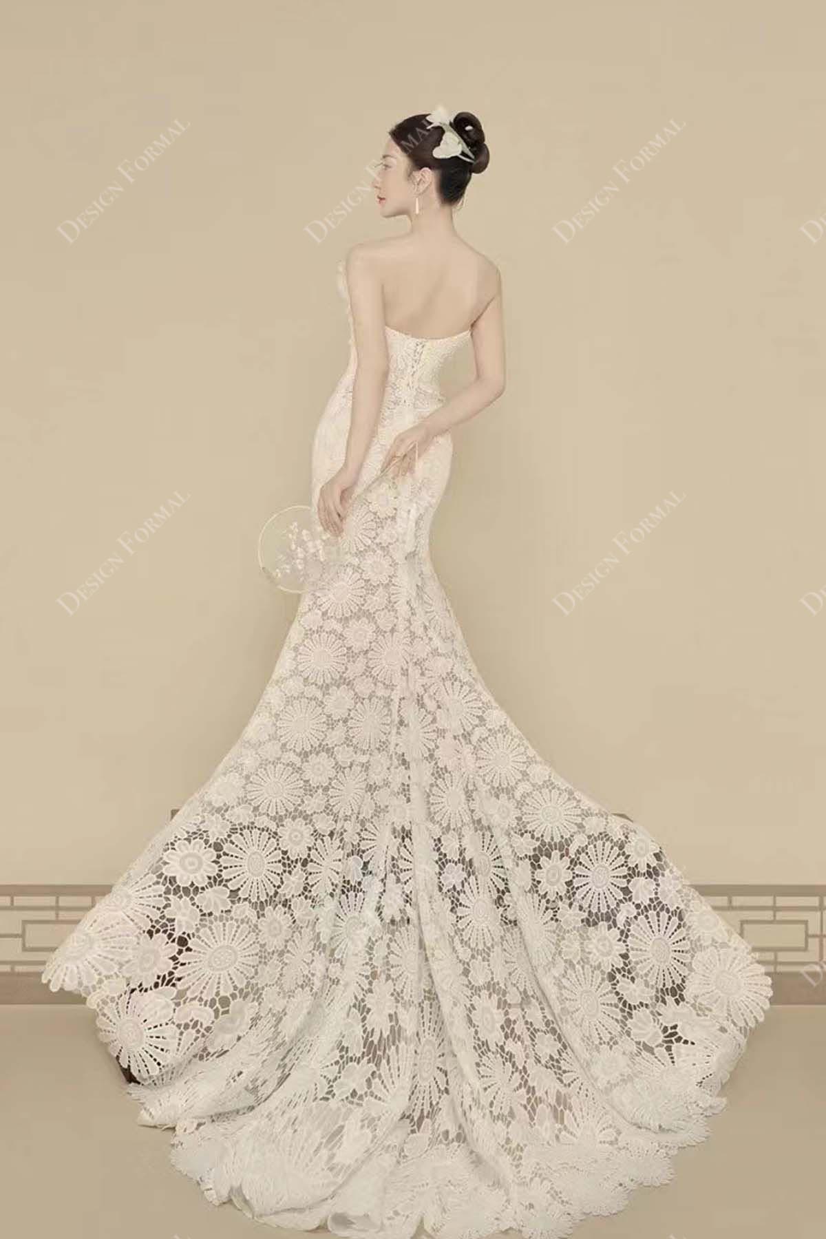 designer lace fit and flare bridal dress