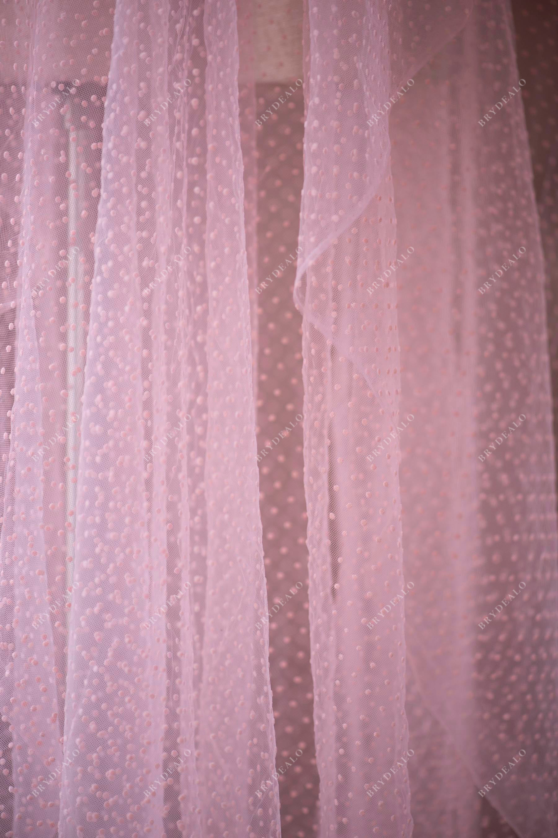 Best Pink Polka Dot Mesh Lace Fabric Online