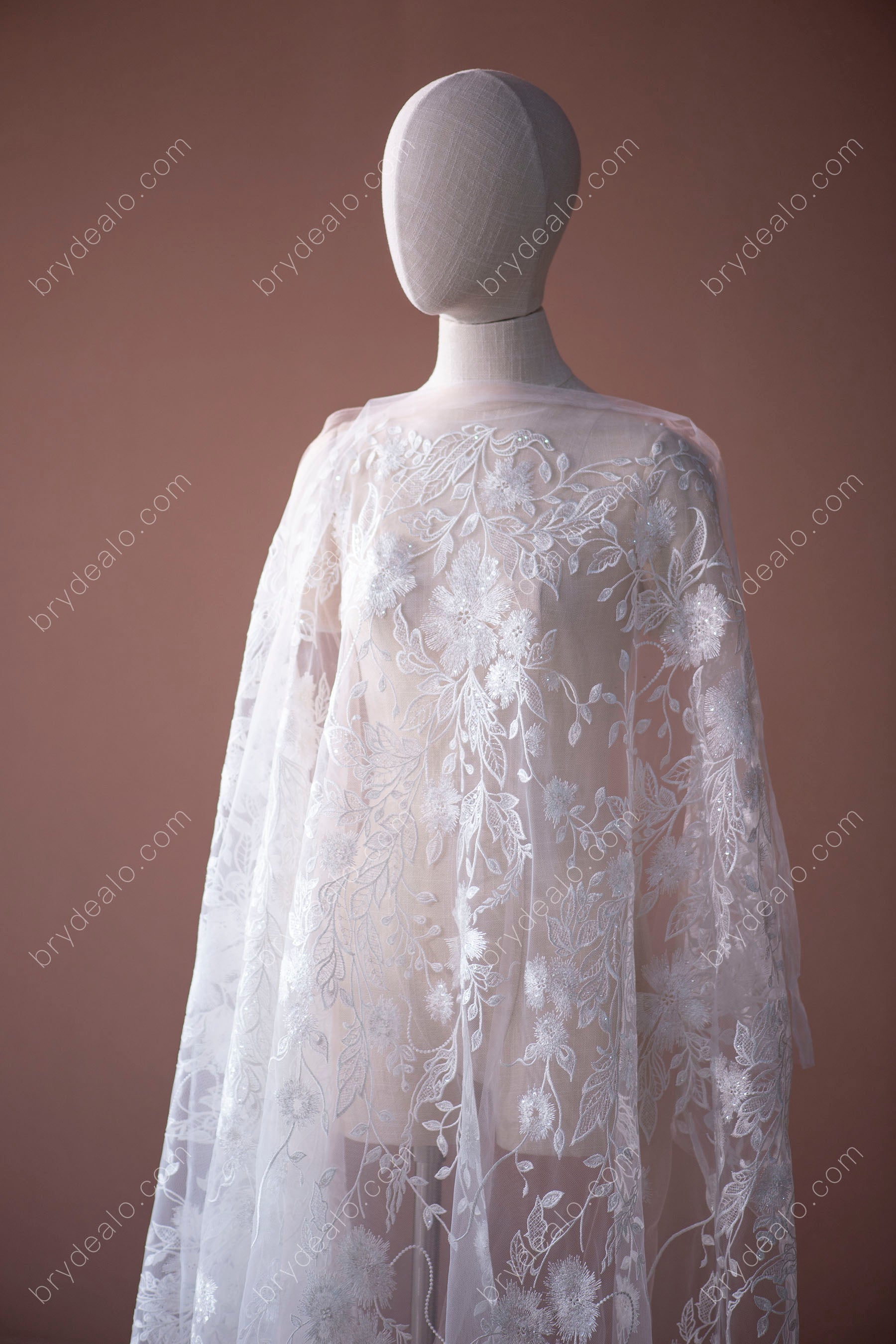 Popular Best Designer Sequin Leaf Flower Bridal Lace Fabric