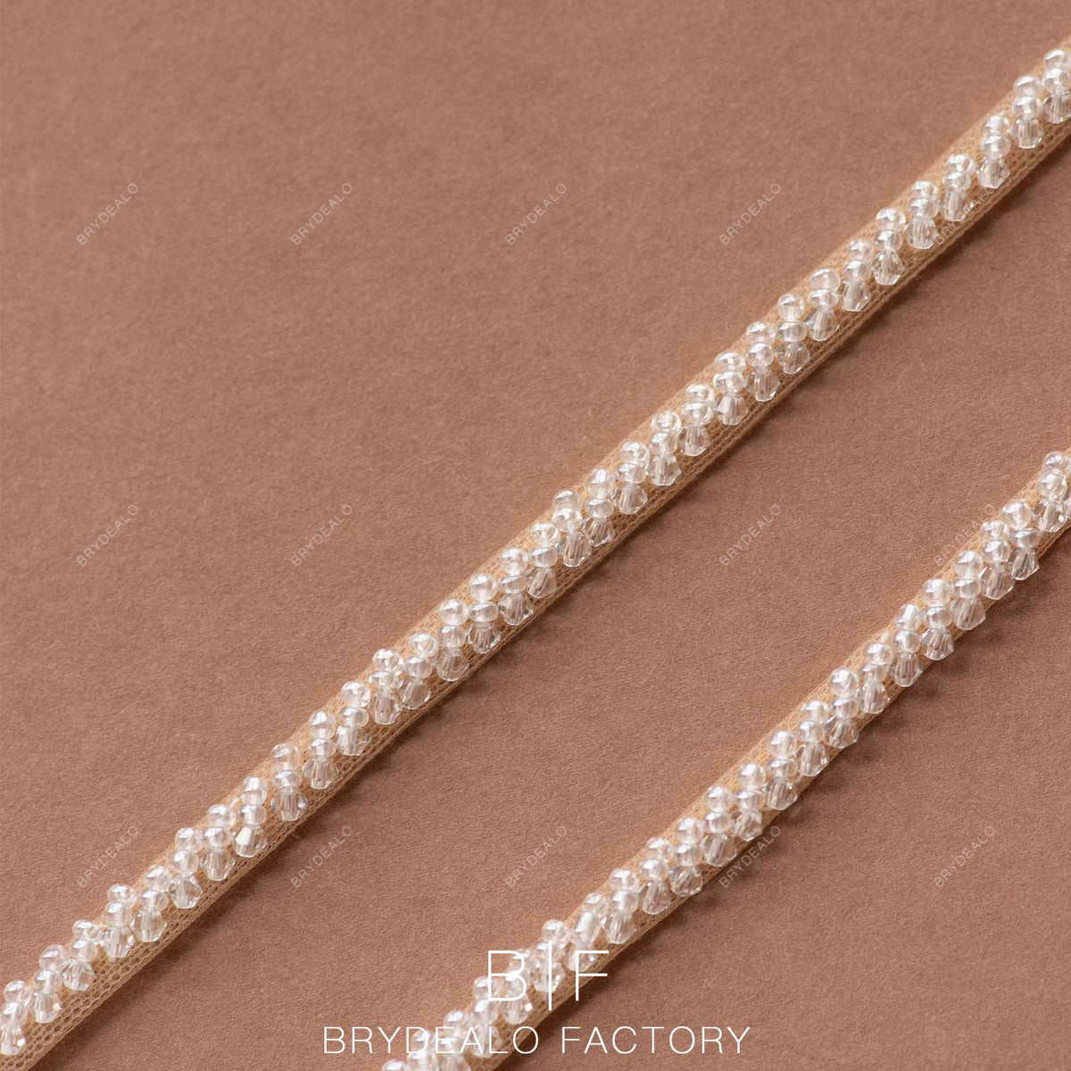 Removable Hand-Sewing Crystal Beading Bridal Dress Straps, White