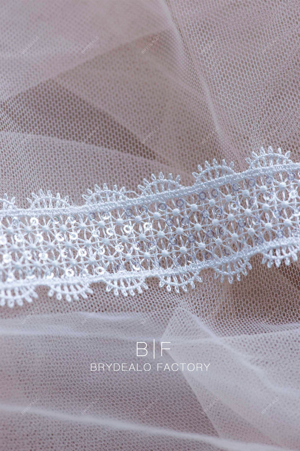 Double Eyelash Edging Clear Sequin Lace Trim
