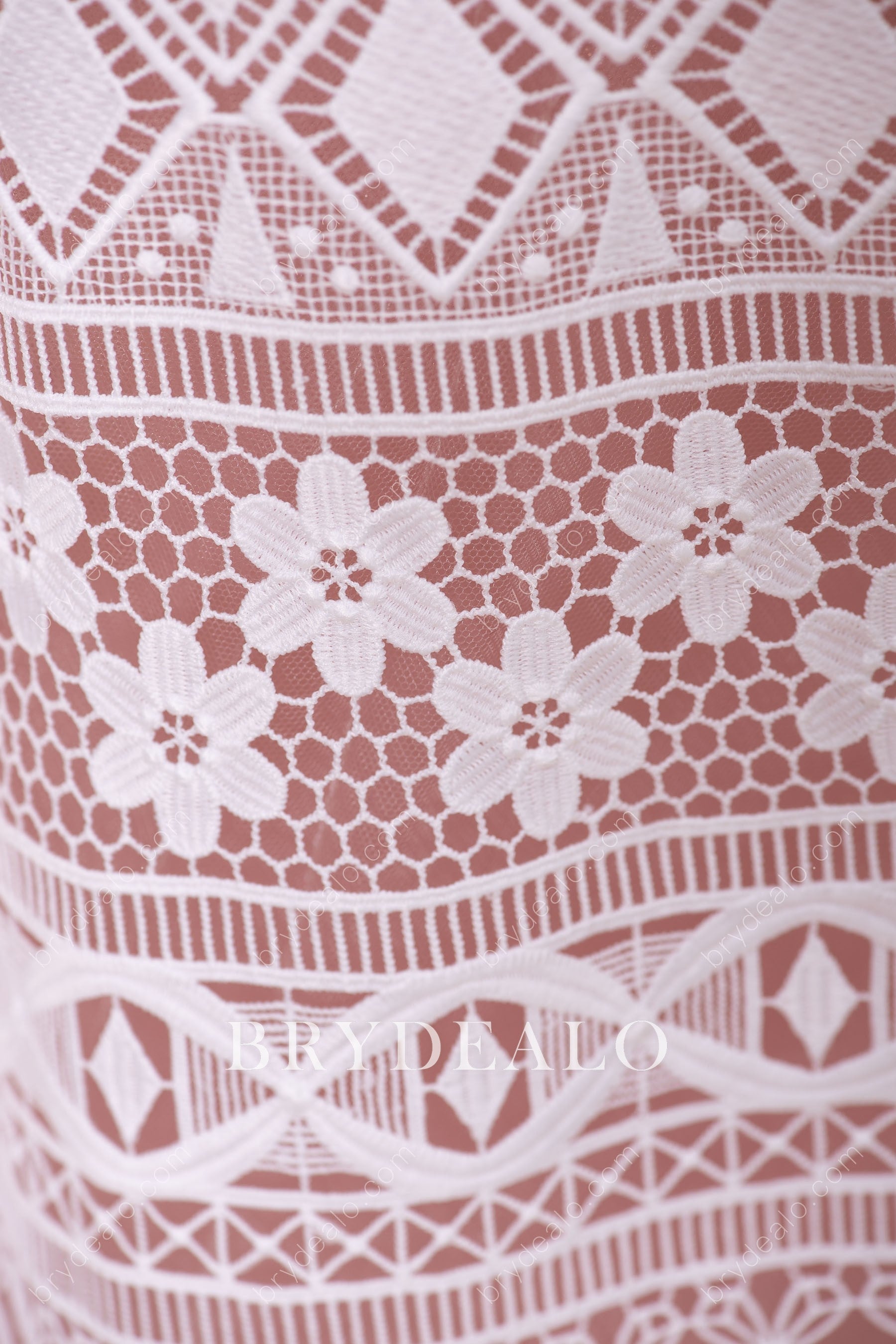 Double Border Full Patterned Crochet Lace Fabric