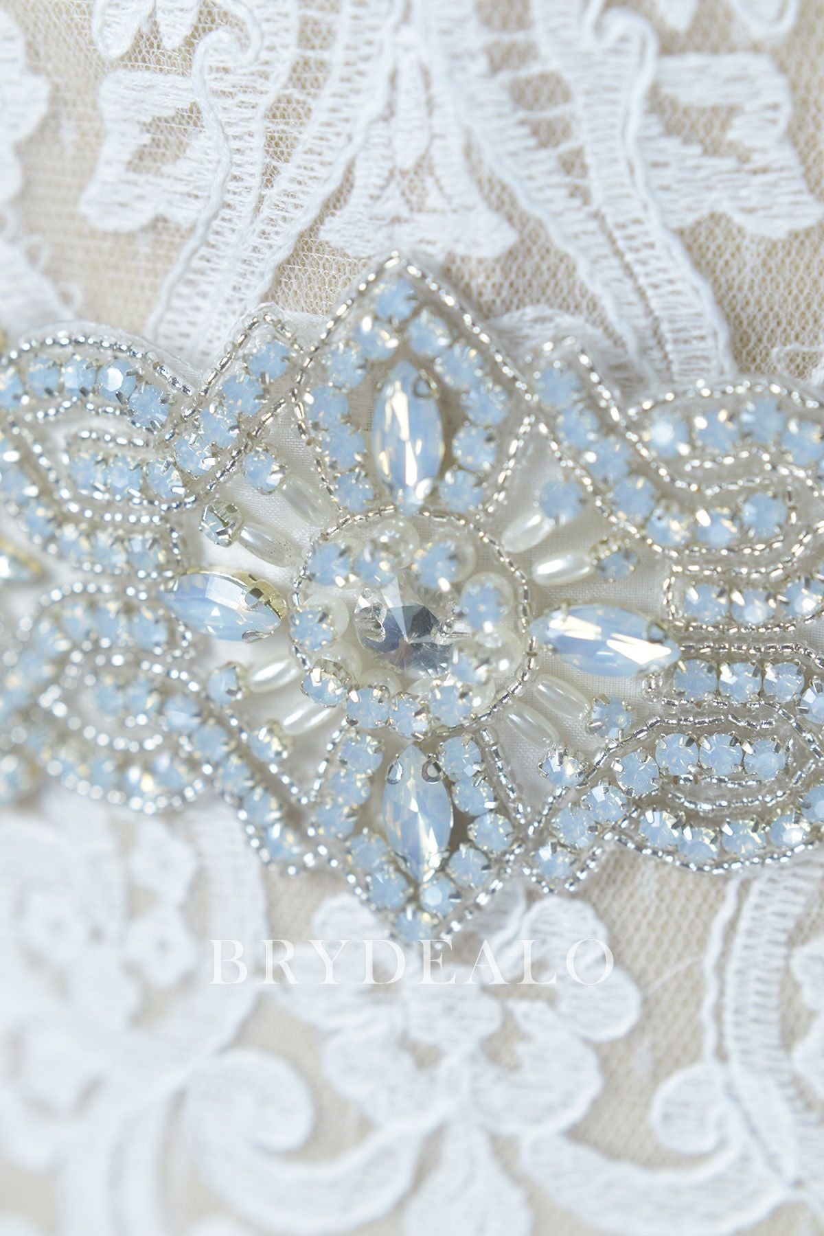 Noble Ice Blue Crystal Shiny Bridal Satin Sash