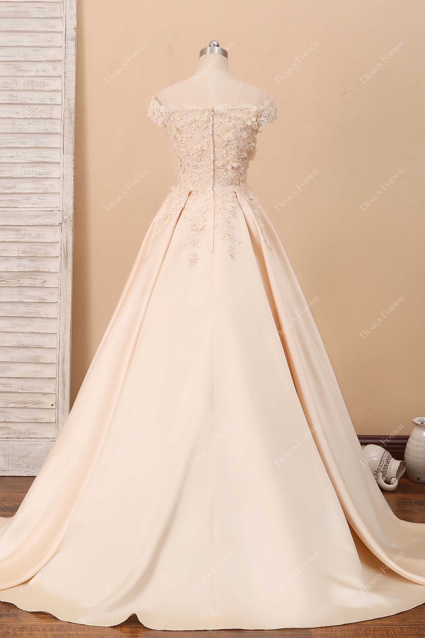 elegant beaded lace sweep train bridal dress