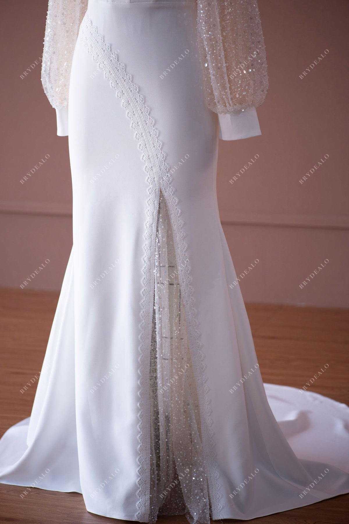 Beaded Crepe Dress With Longfringes And Slit main image 0