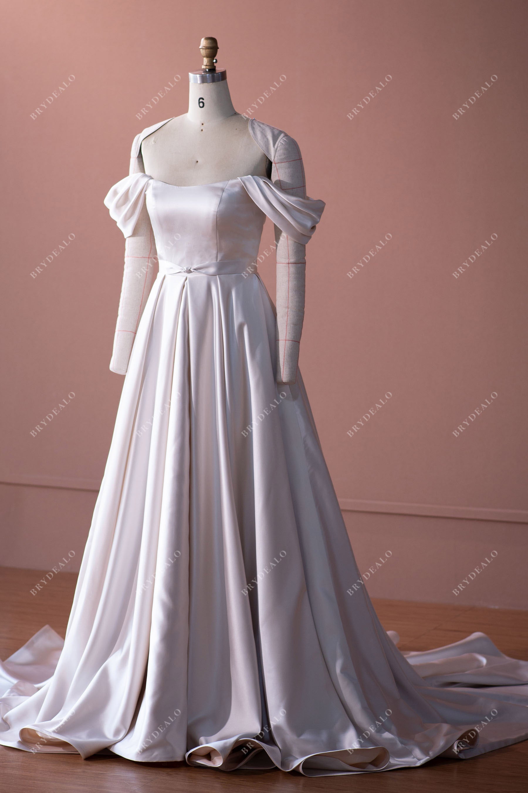 A-line designer satin bridal gown