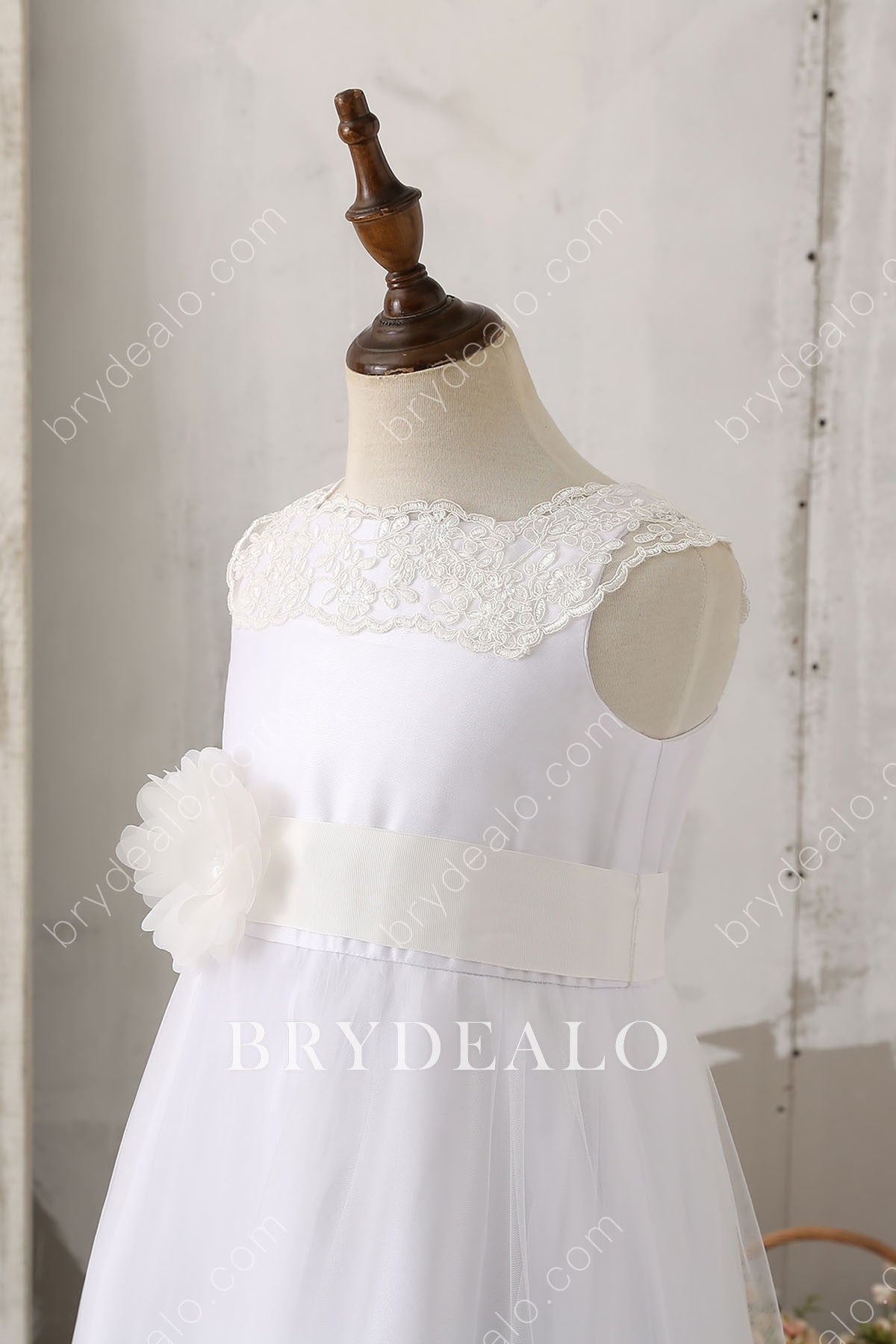 3D Rose Lace Fllower Girl Dress For Wedding