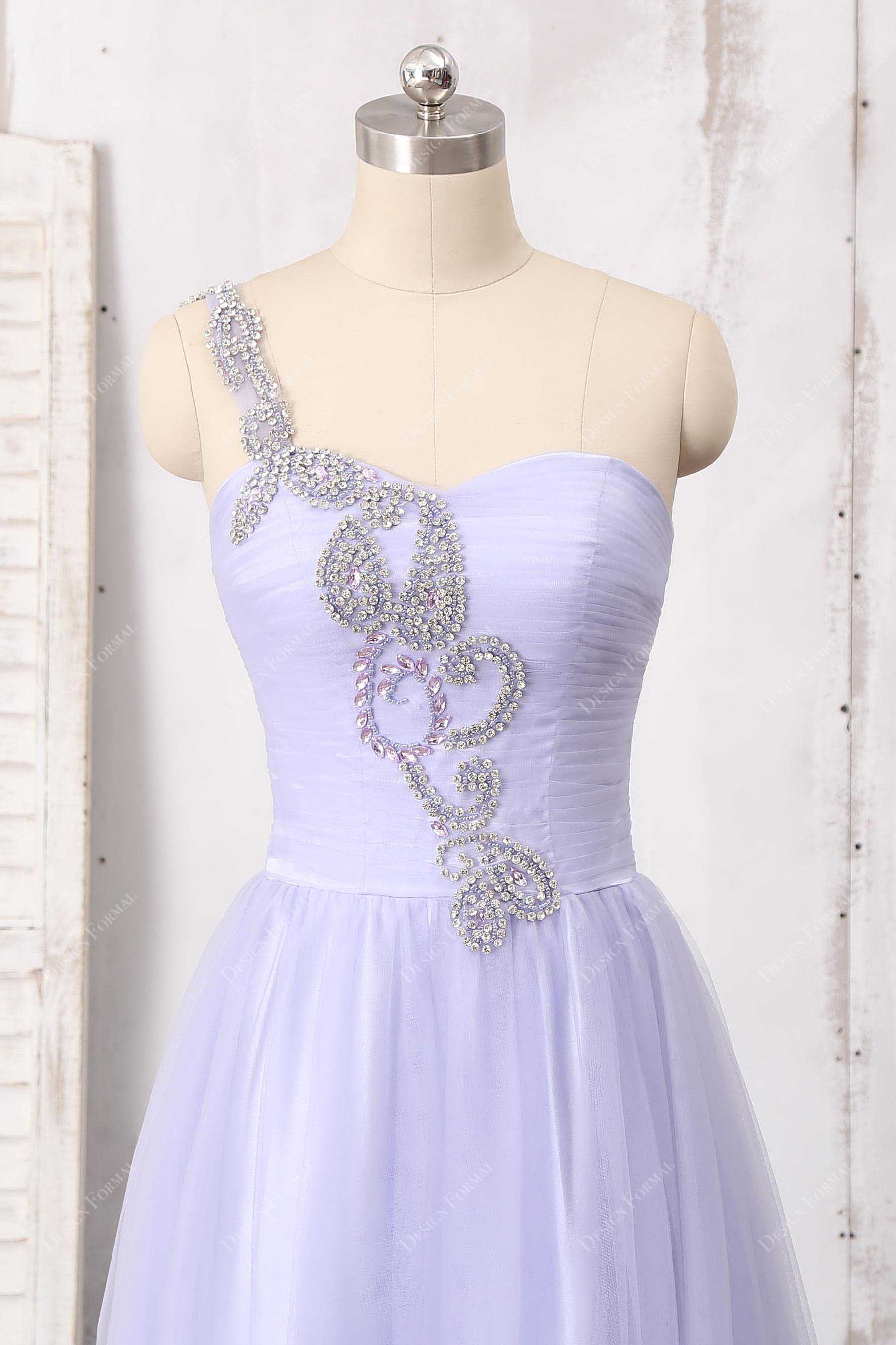 embellished ruched tulle dress