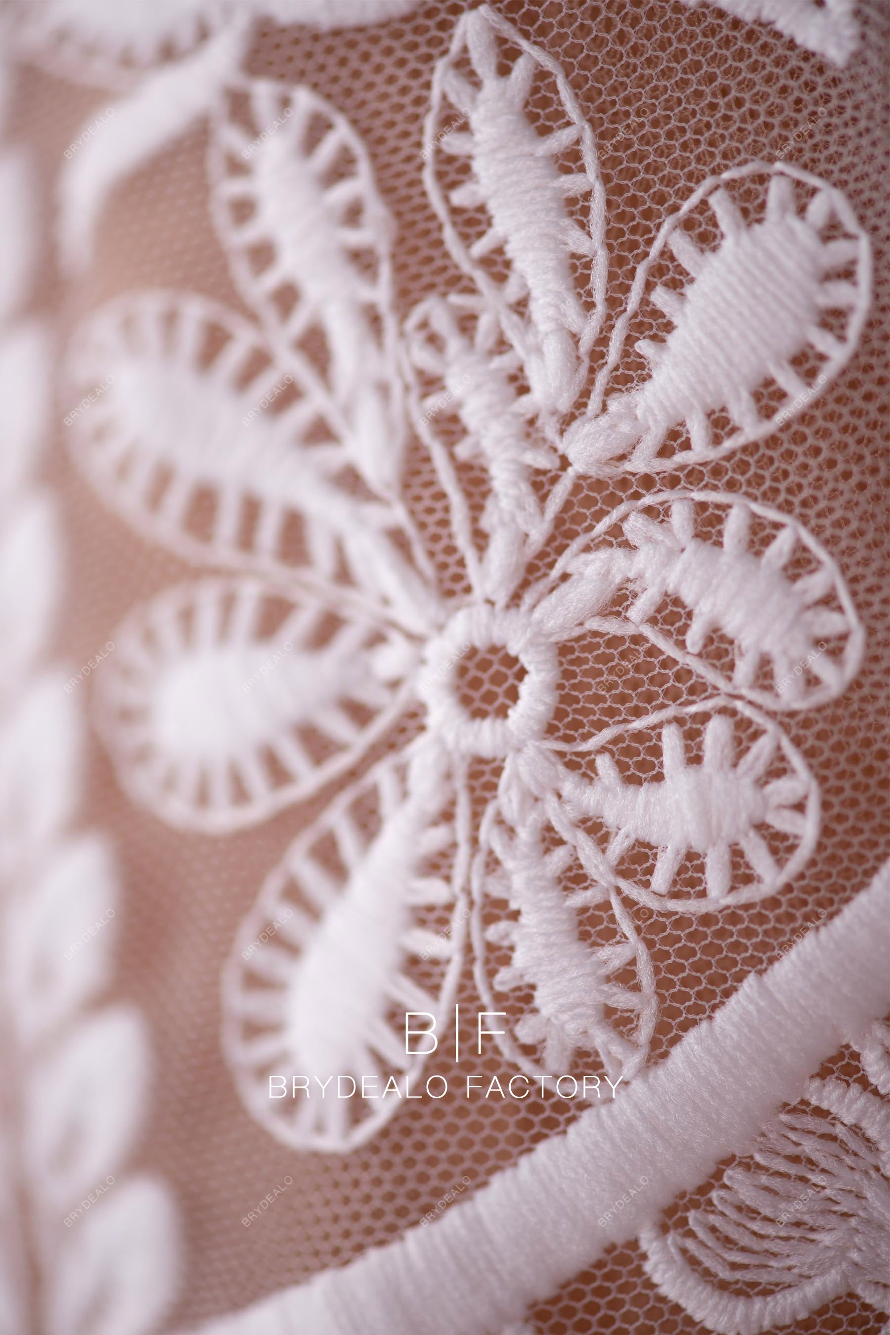 Geometric Totem Embroidery Lace Fabric for Sale