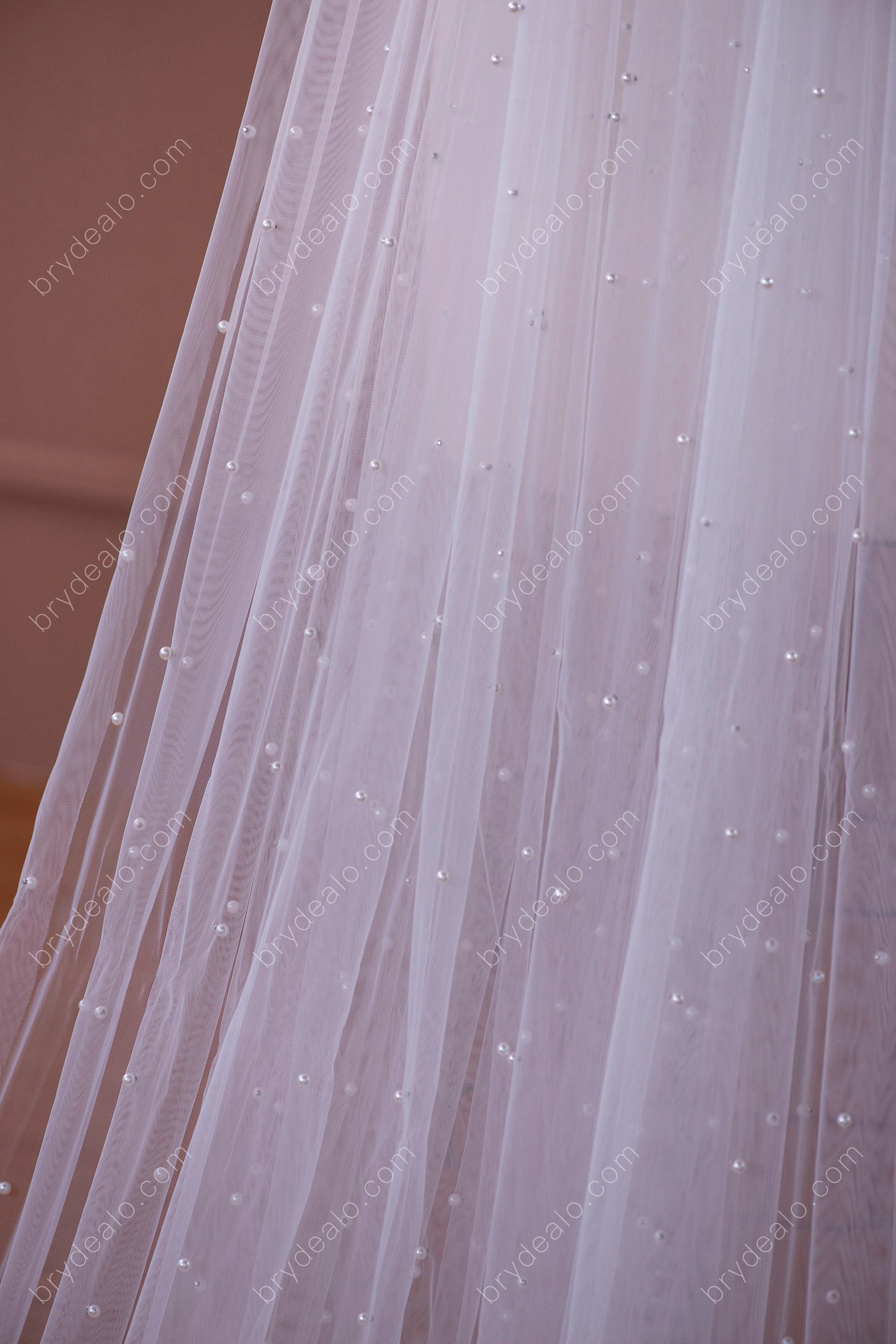 cheap full pearls wedding veil