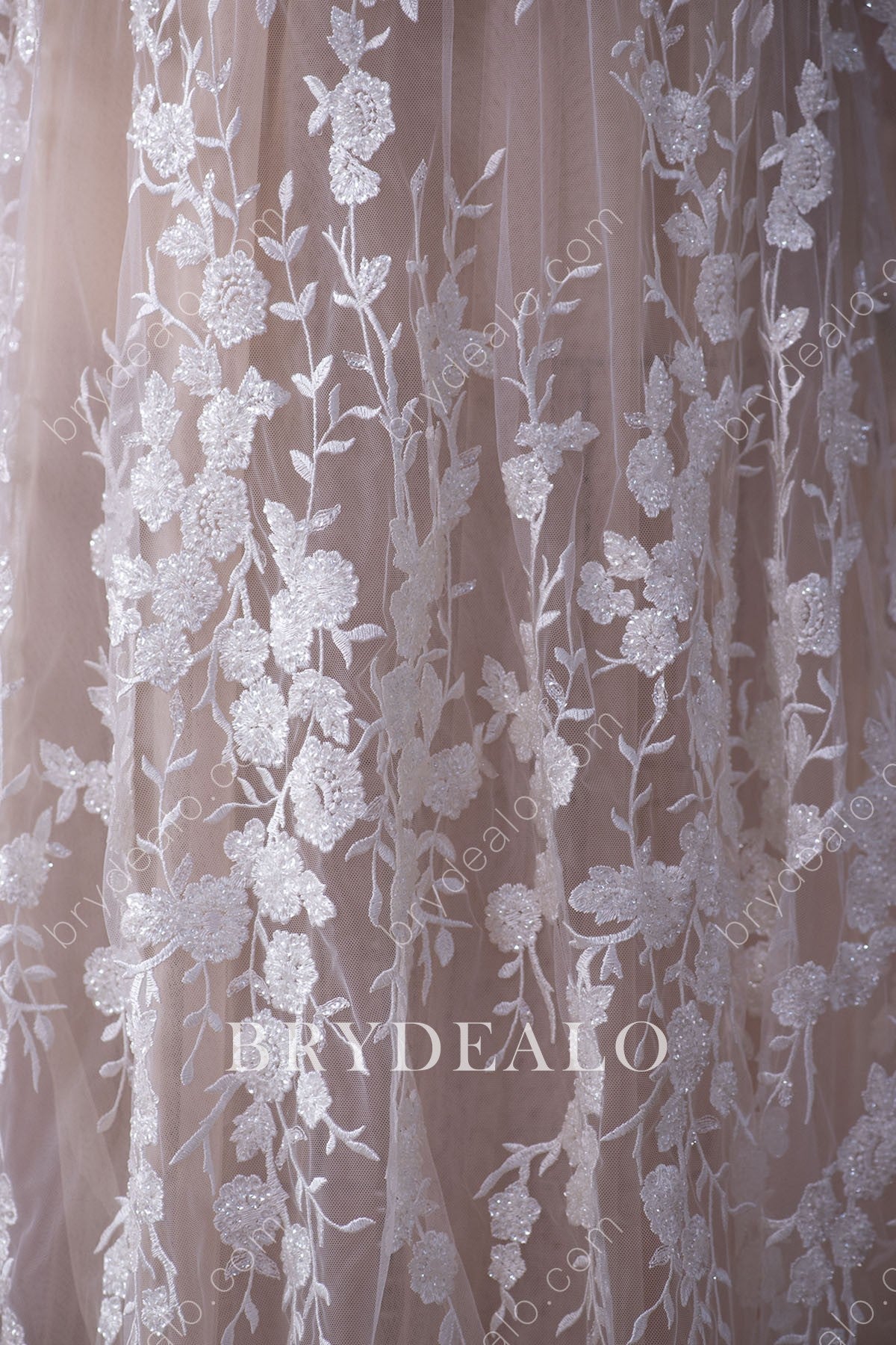 Best Beaded Floral Leafy Bridal Lace Fabric online