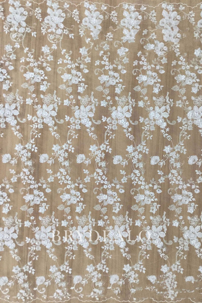 Gorgeous Beaded Flower Designer Lace Fabric Online
