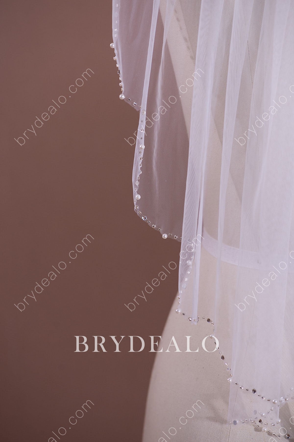beading edge short bridal veil