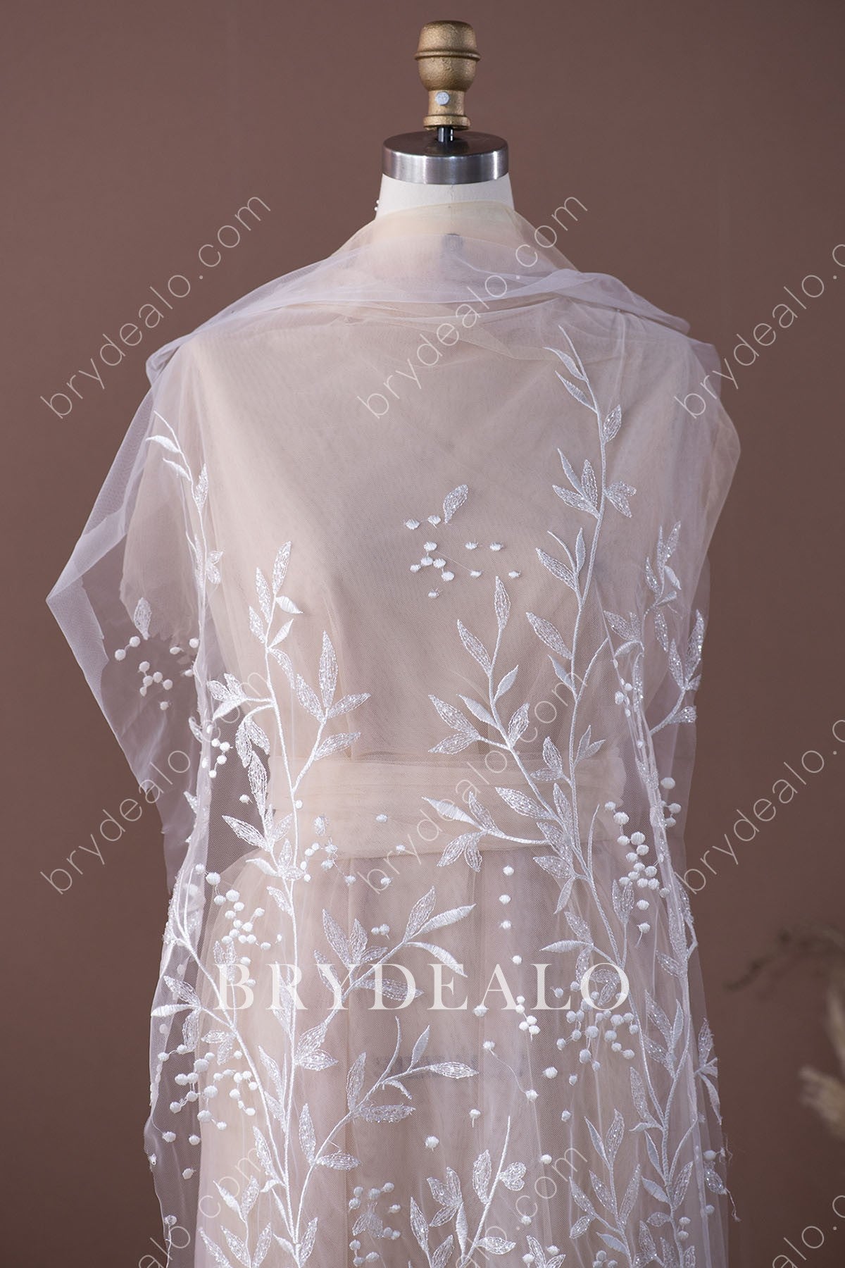 Exquisite Branch Glitter Leafy Lace Fabric Online