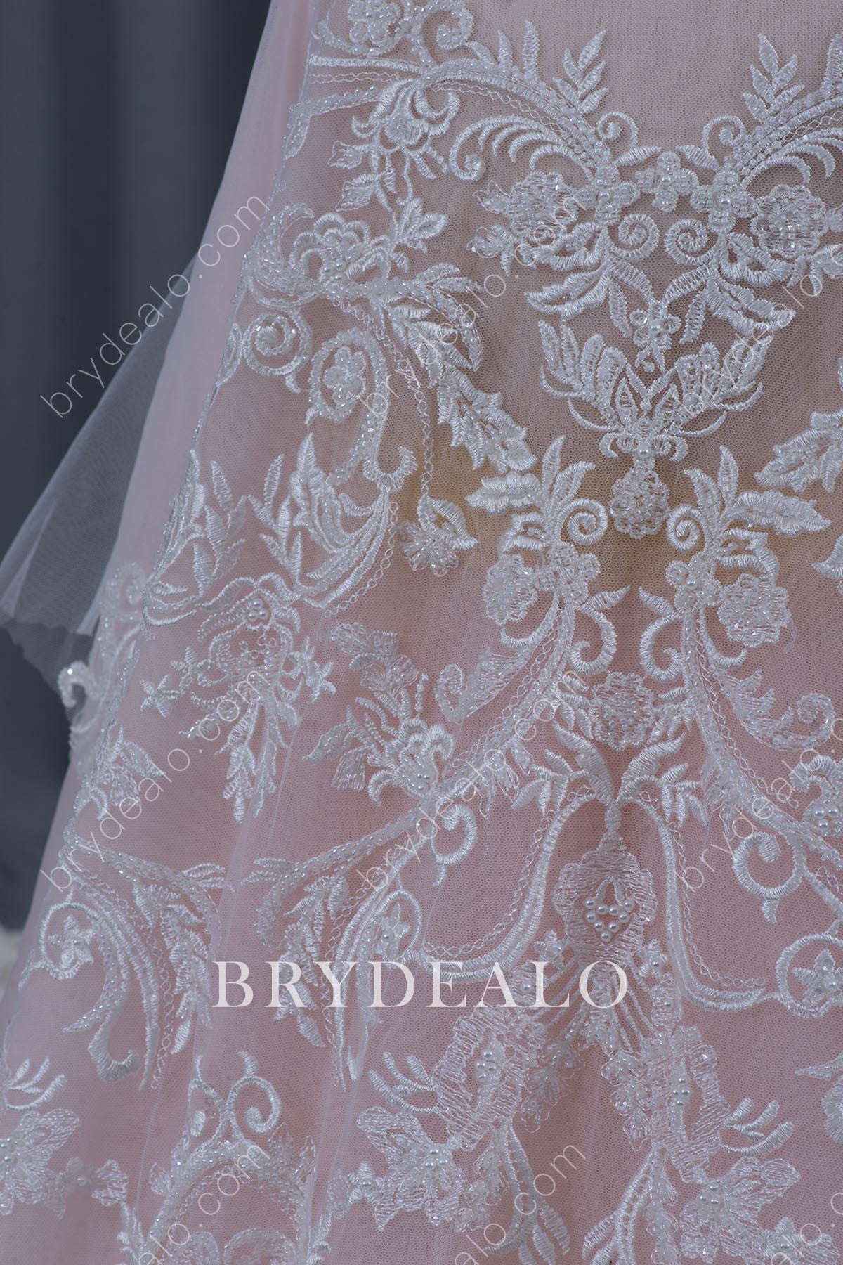 Best Pearls Beaded Cording Lace Fabric Online