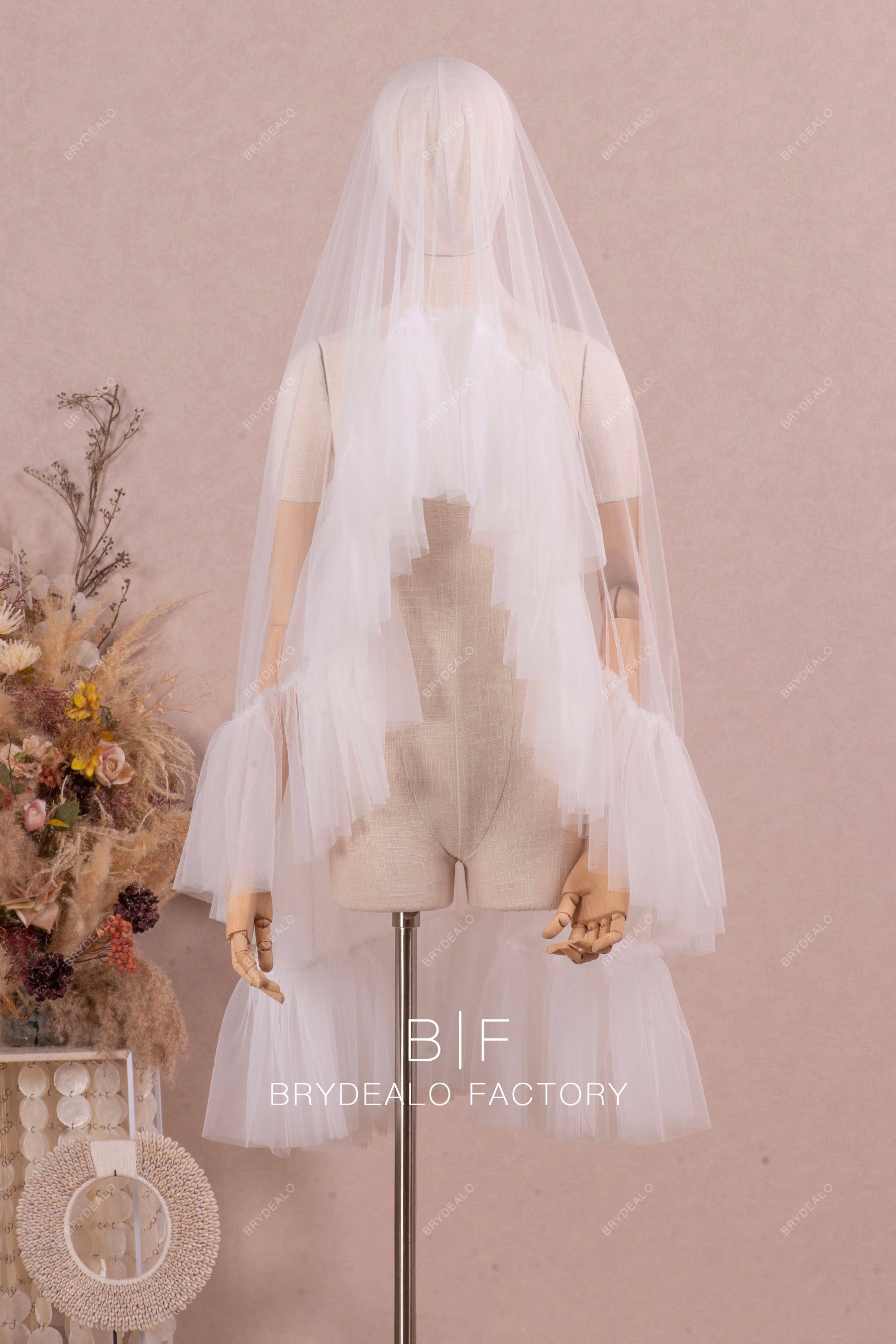 fingertip length two-tier wedding veil for sale