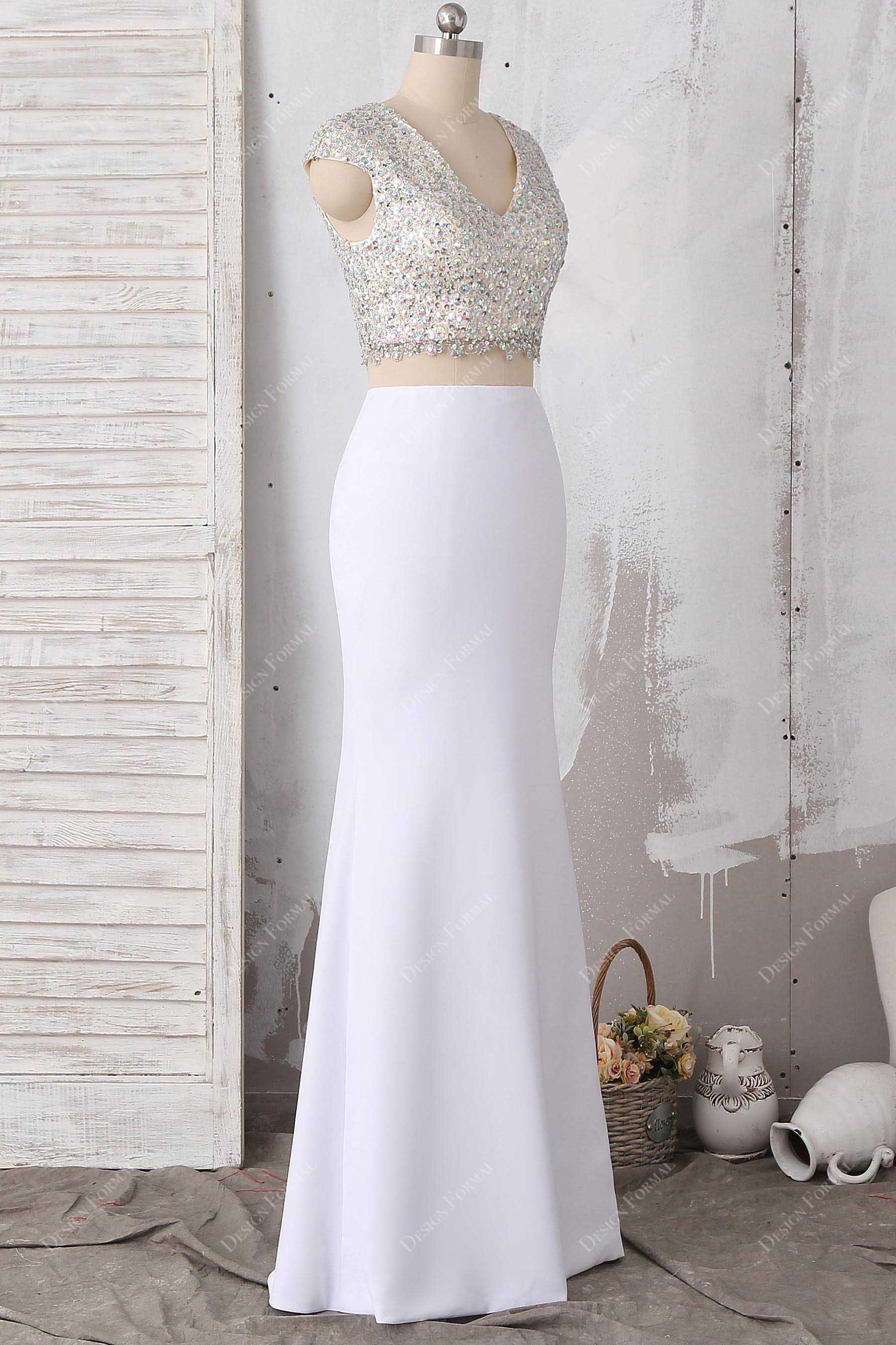 White Fit and Flare Prom Dresses