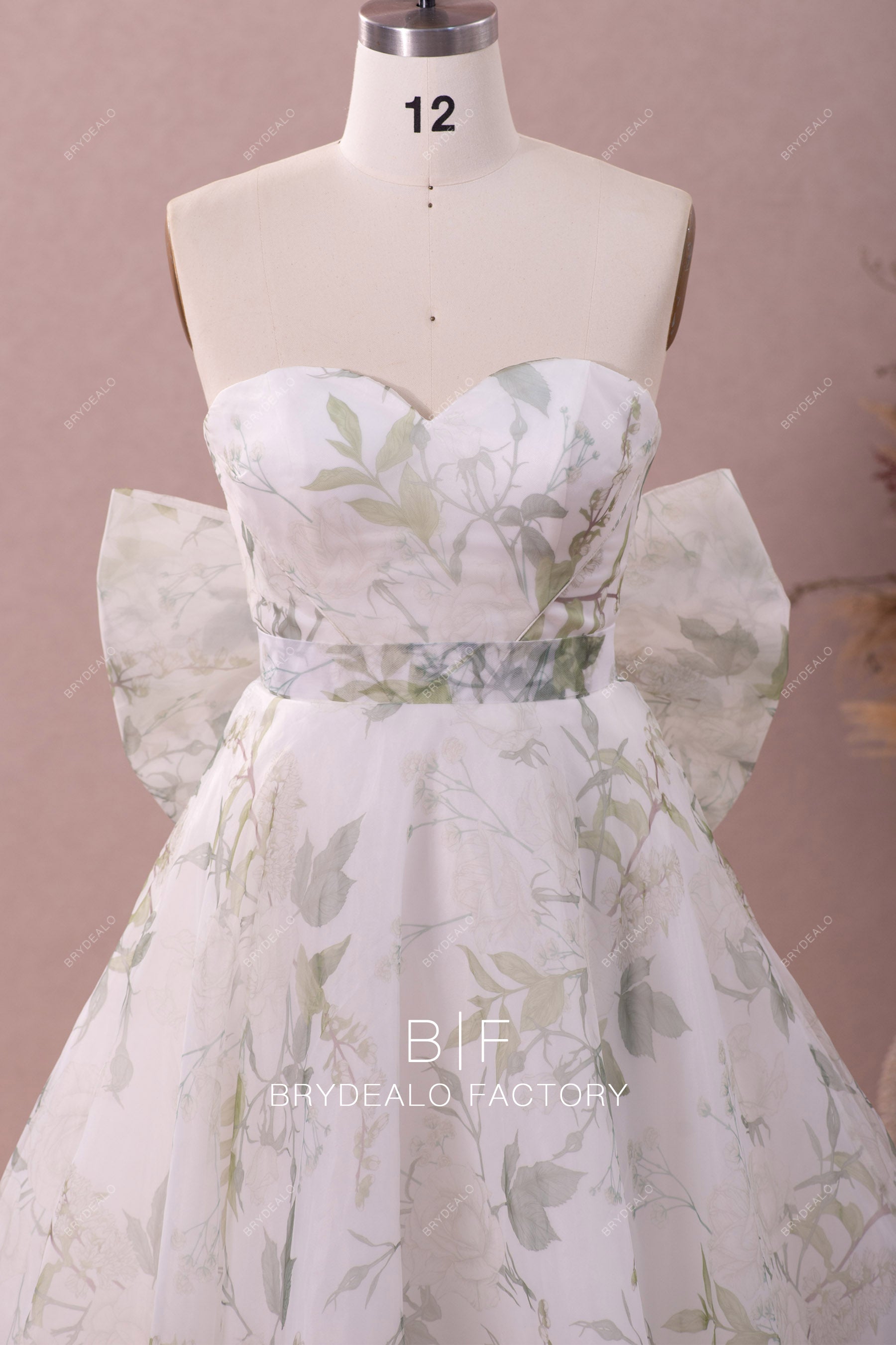 floral organza sweetheart summer wedding dress