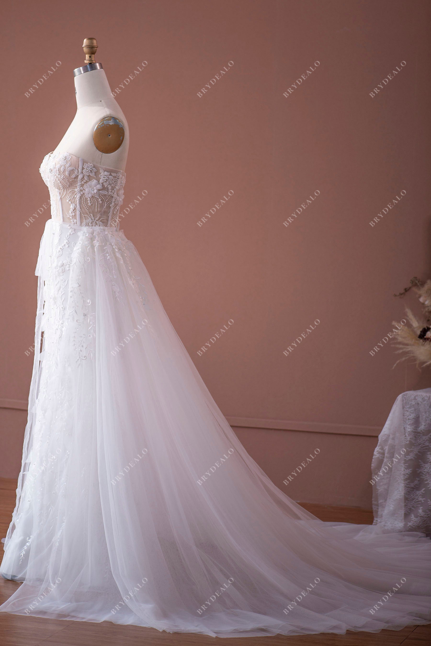 A-line Ethereal Tulle Chapel Train Wedding Dress