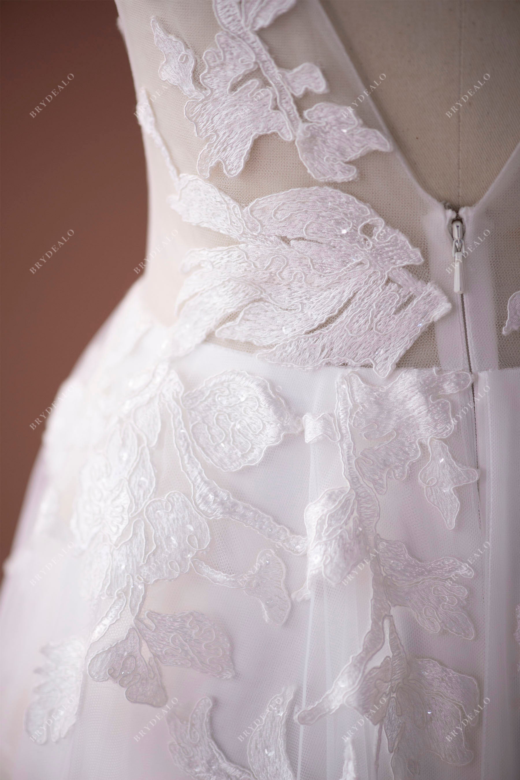 designer flower lace outdoor wedding dress