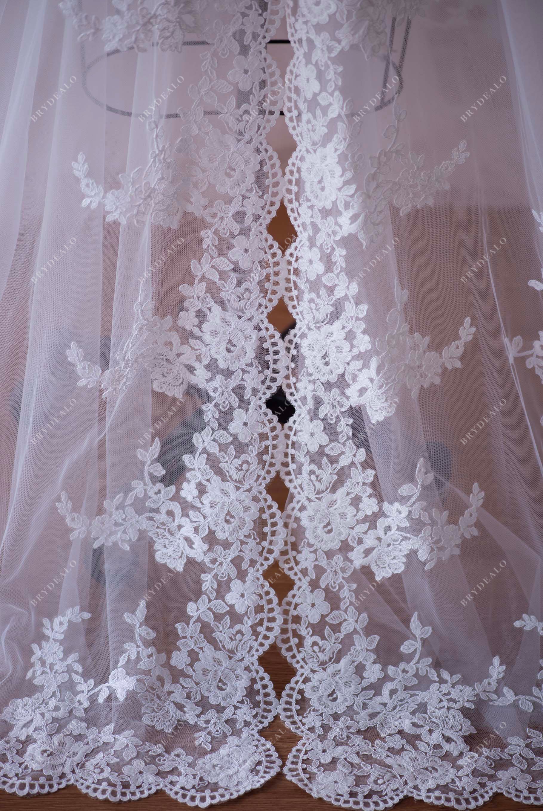 trendy flower lace long bridal overskirt