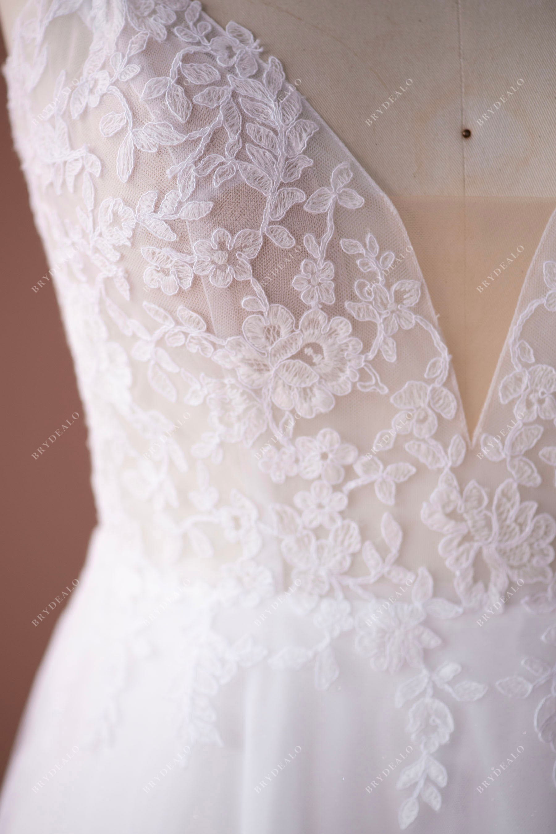 illusion flower lace wedding dress