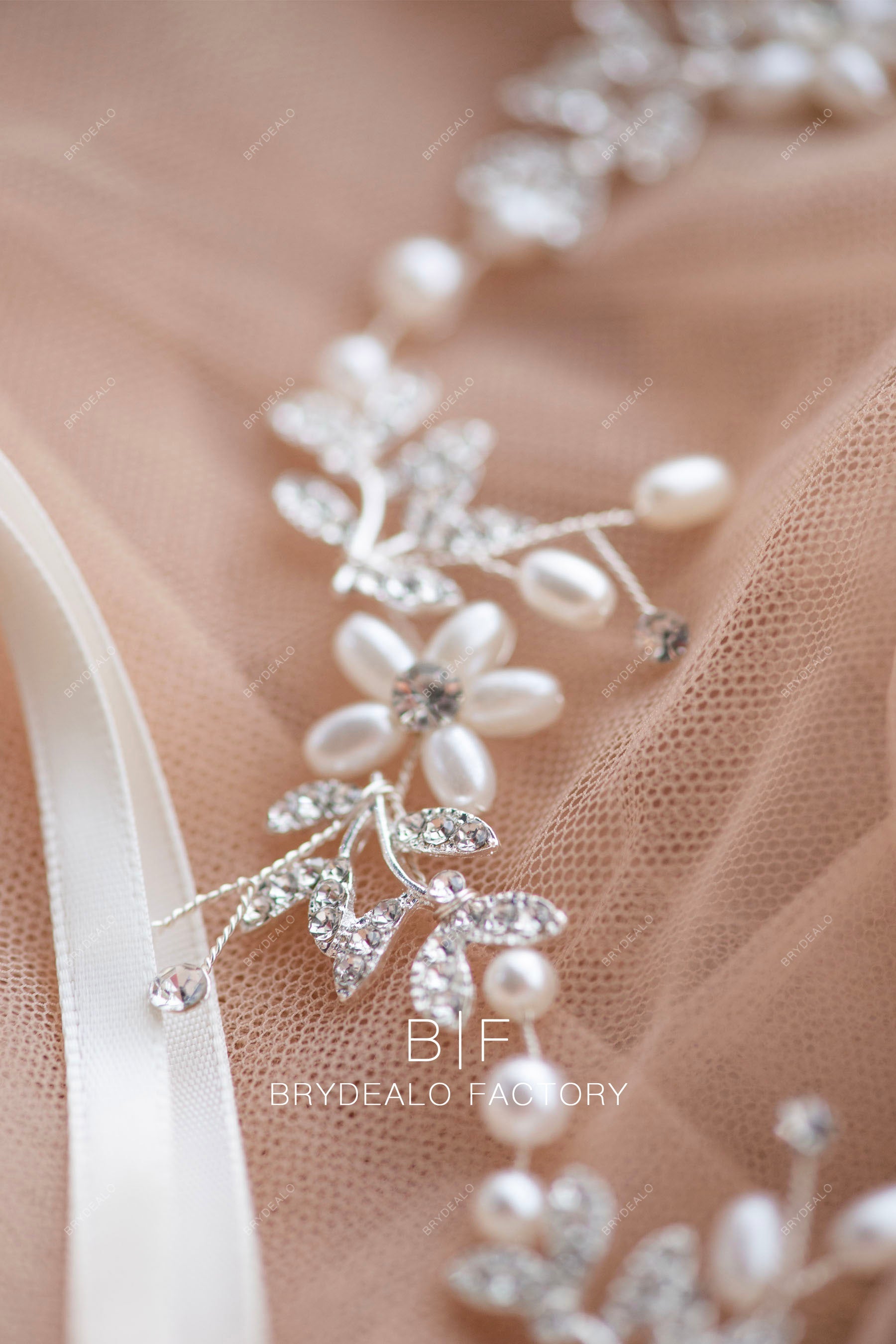 flower pearl bridal halo for sale
