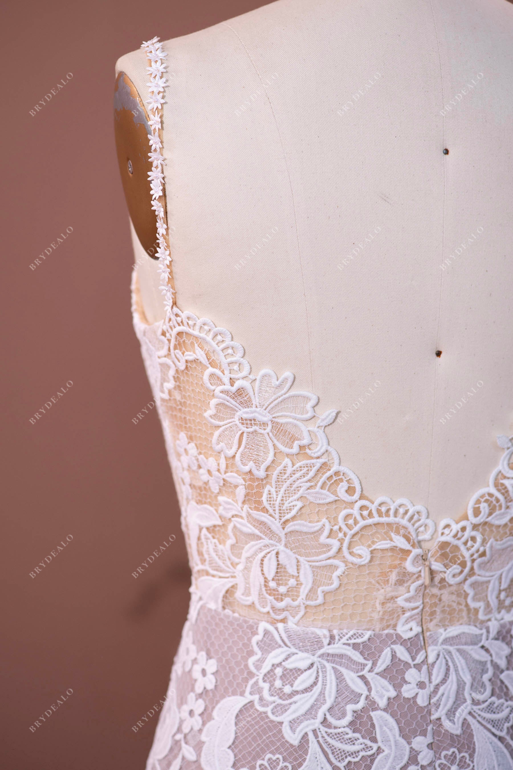 open back fall lace bridal gown
