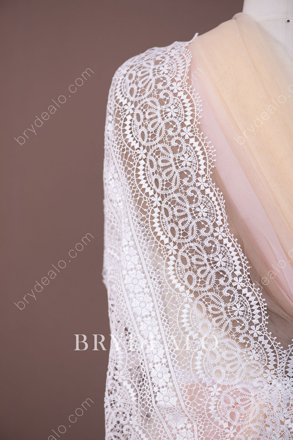 Designer Scalloped Geometrical Bridal Lace Fabric