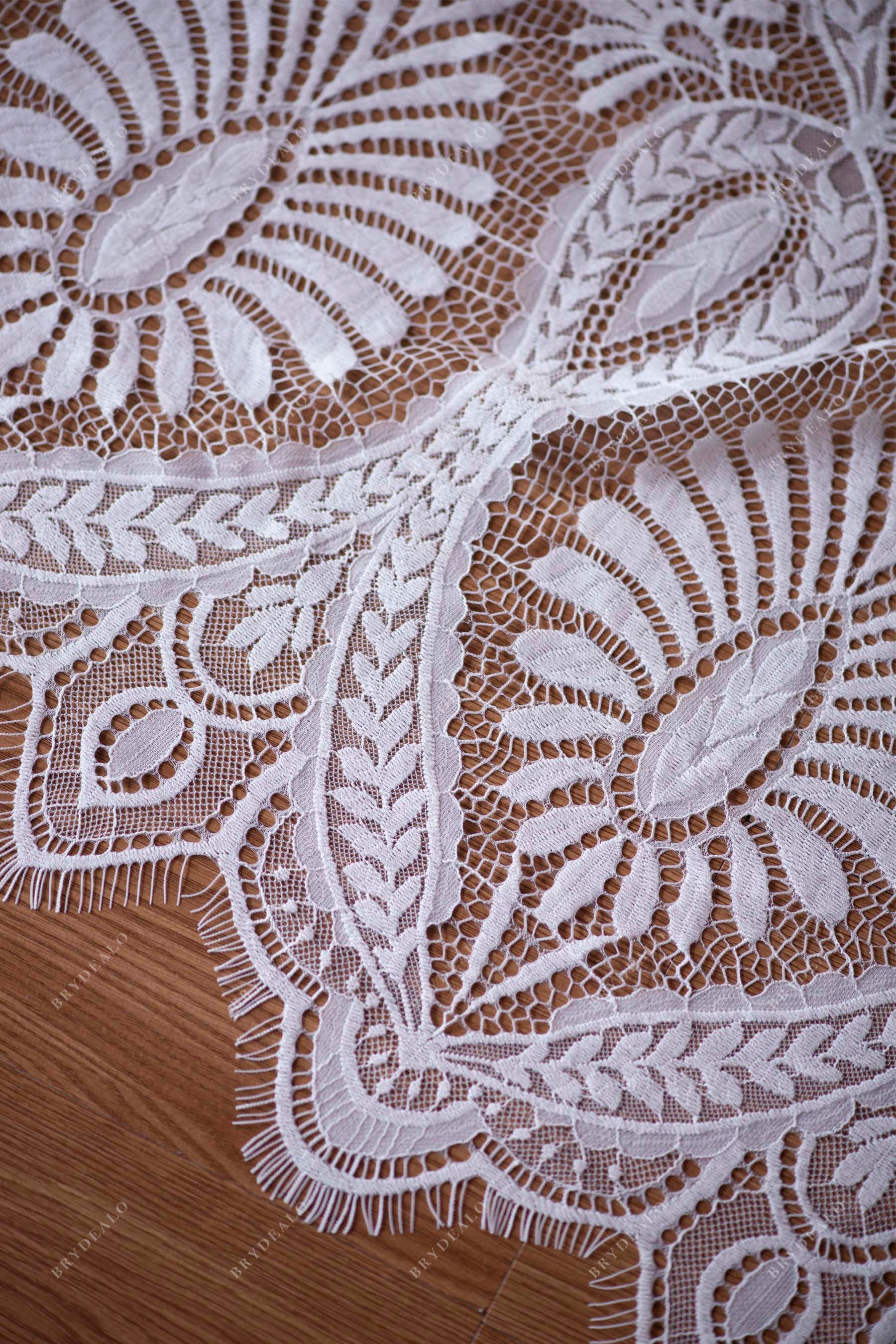  Geometrical Bridal Lace Fabric Eyelash Scalloped Edge