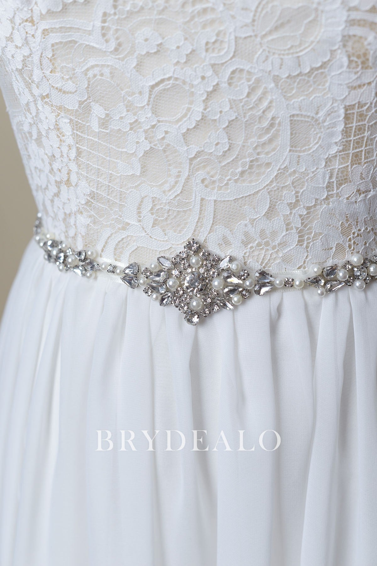 Sparkly Crystals & Pearls Bridal Sash Online