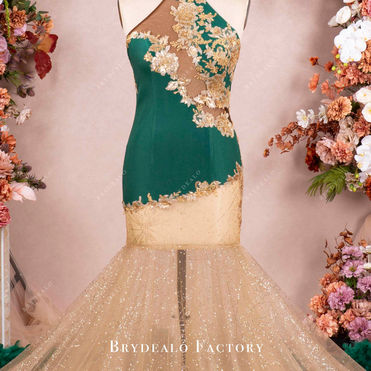 Halter Neck Unique Plus Size Sparkly Feather Mermaid Prom Dress