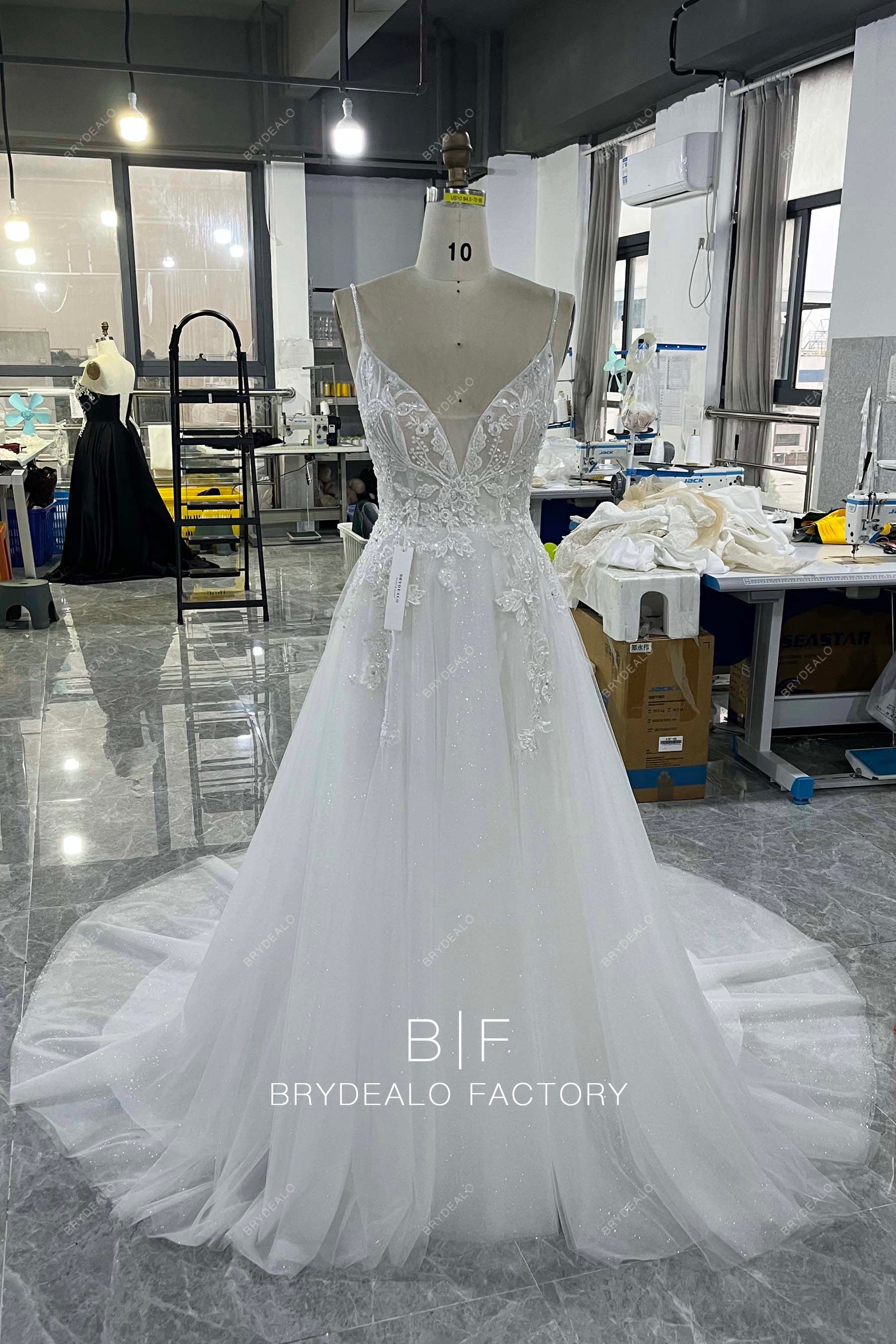 hand-sewn beaded lace Aline wedding dress online