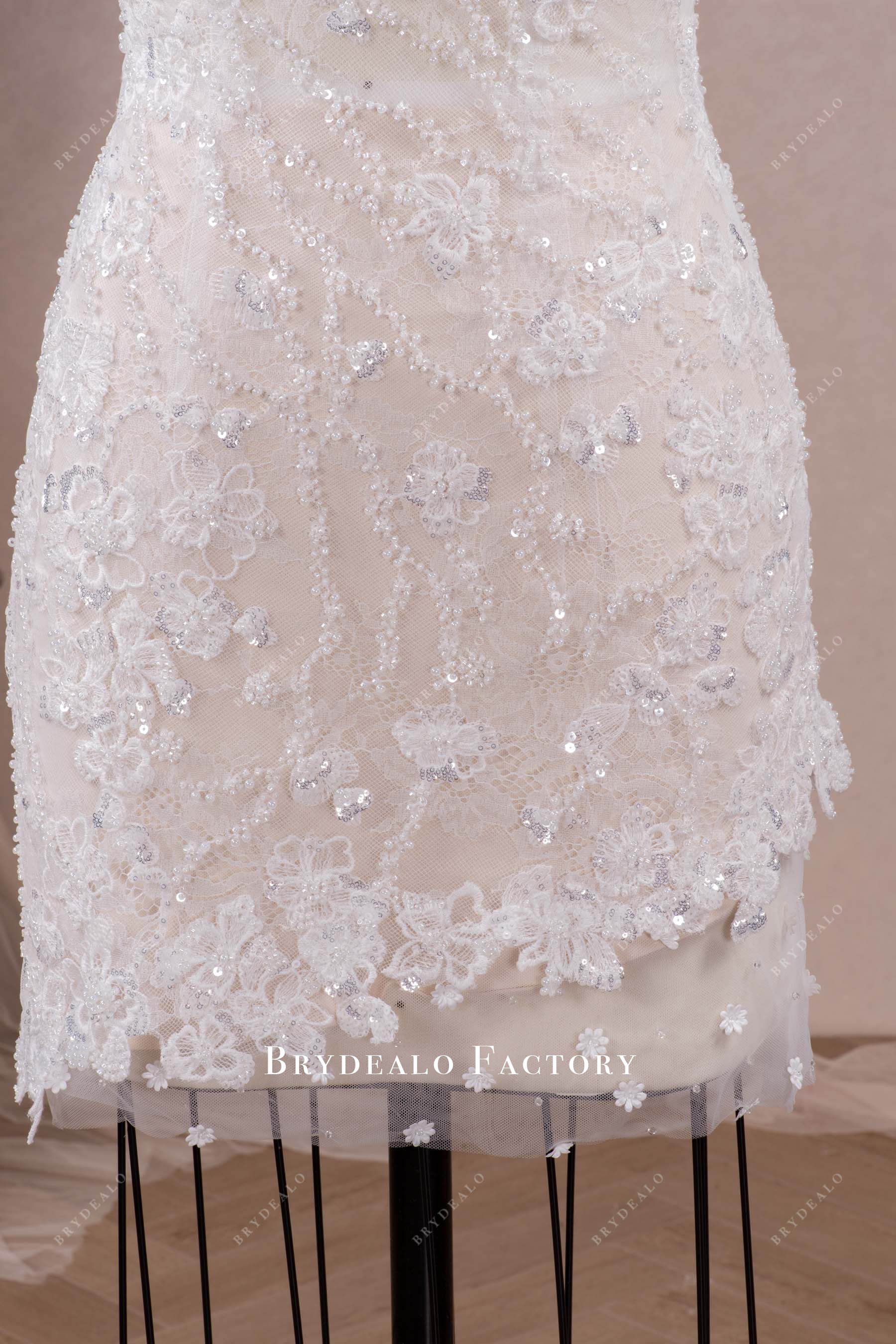 hand sew flowers crystals bodycon wedding dress