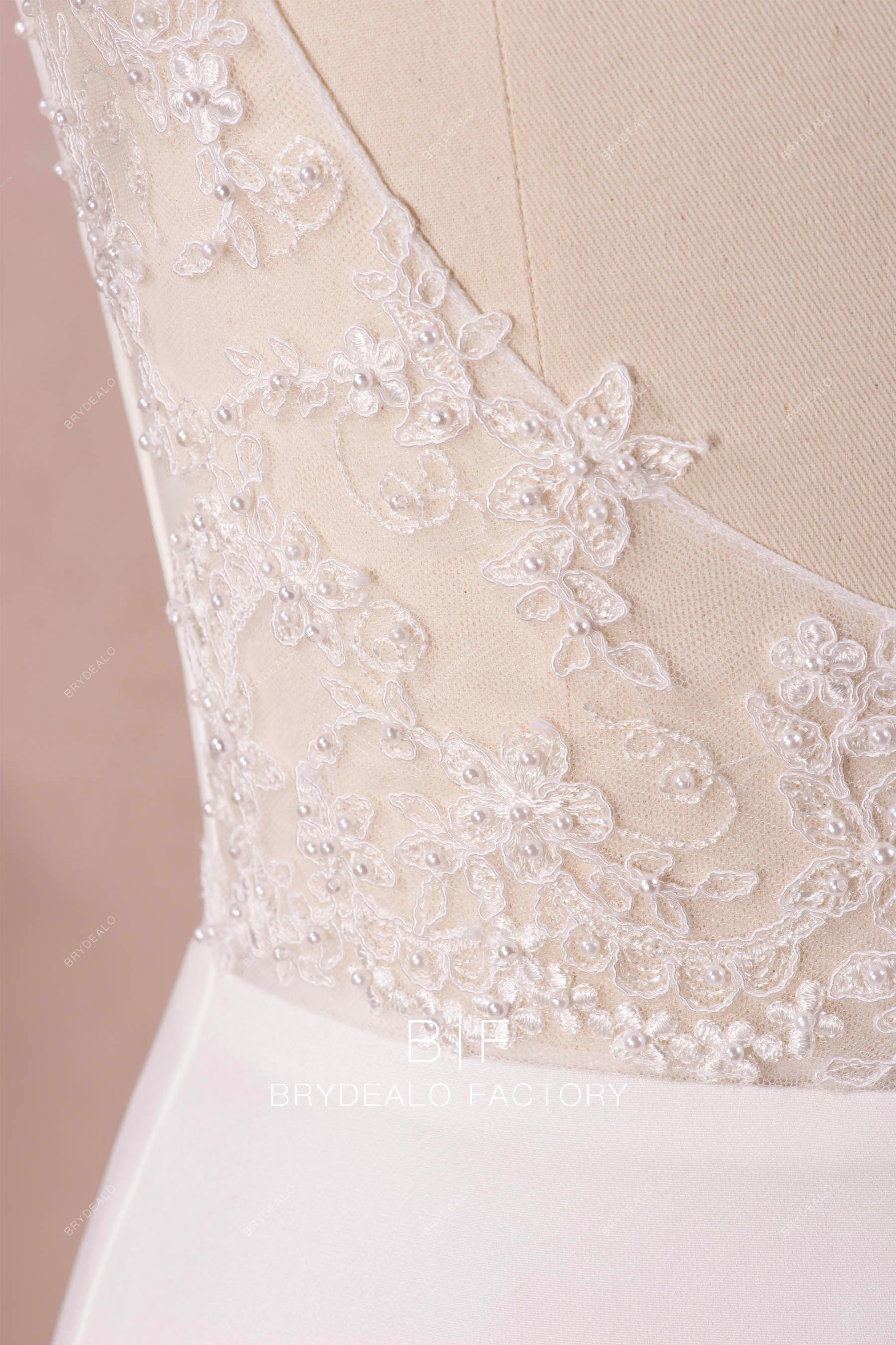 hand-sewn pearl lace elegant wedding dress