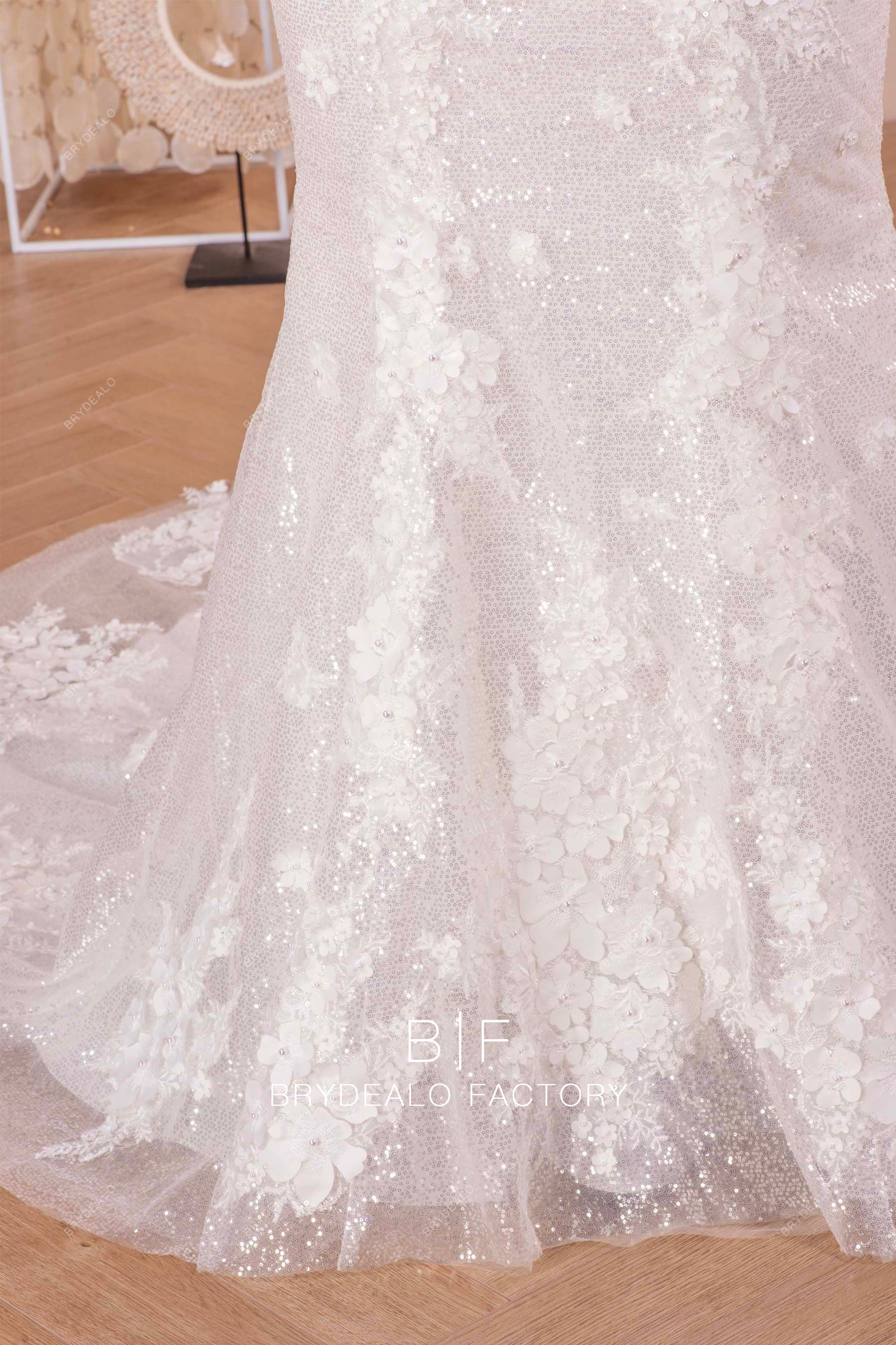 handmade pearl flower designer sparkly wedding dress