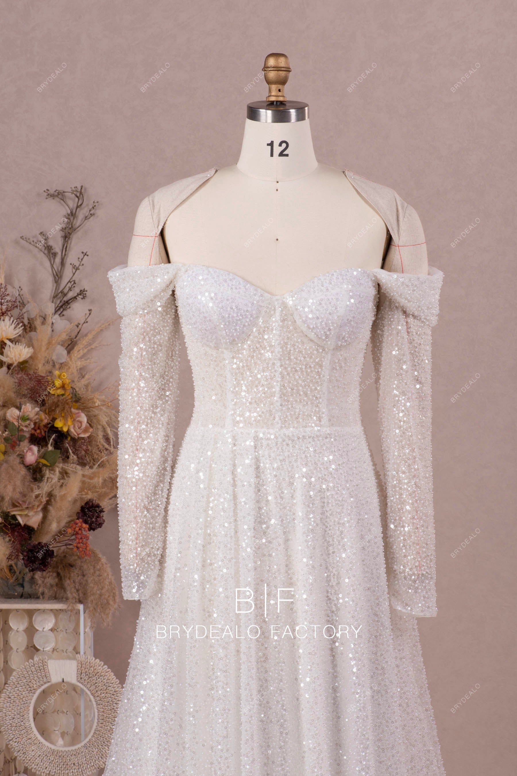 sweetheart neck illusion corset sparkly bridal dress