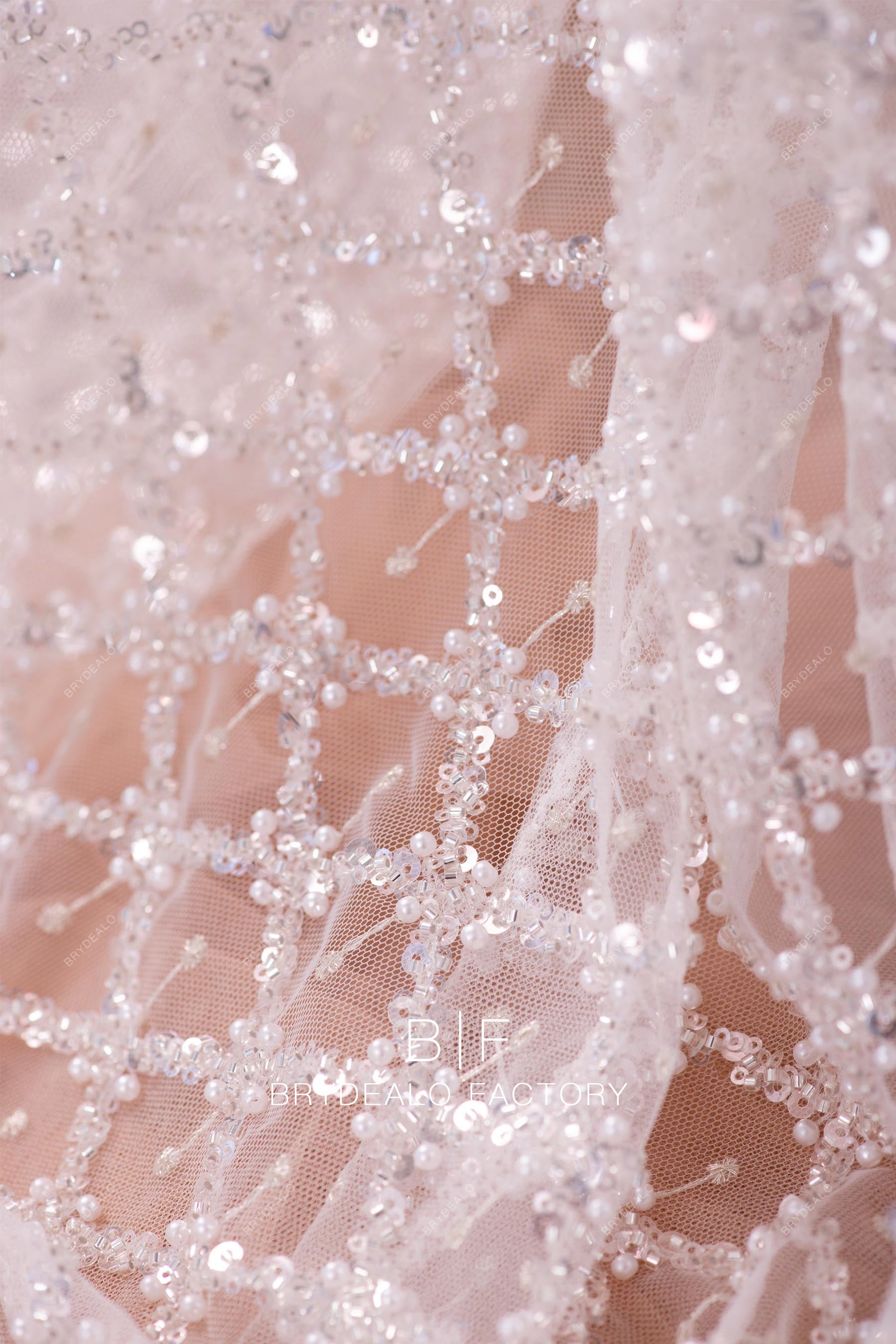 sparkly heavy beaded rhombus lace