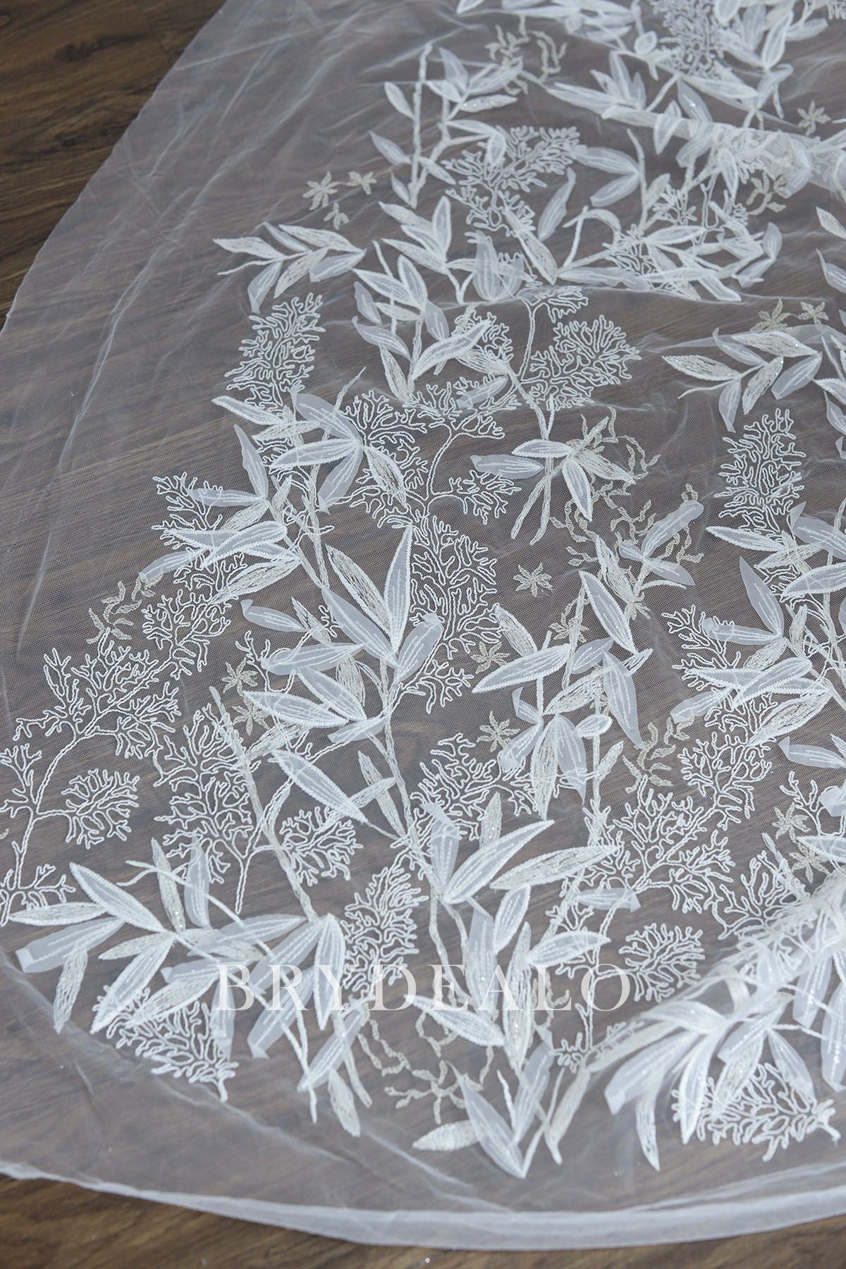 Designer high-end Sequined Leaf Bridal Lace Fabric