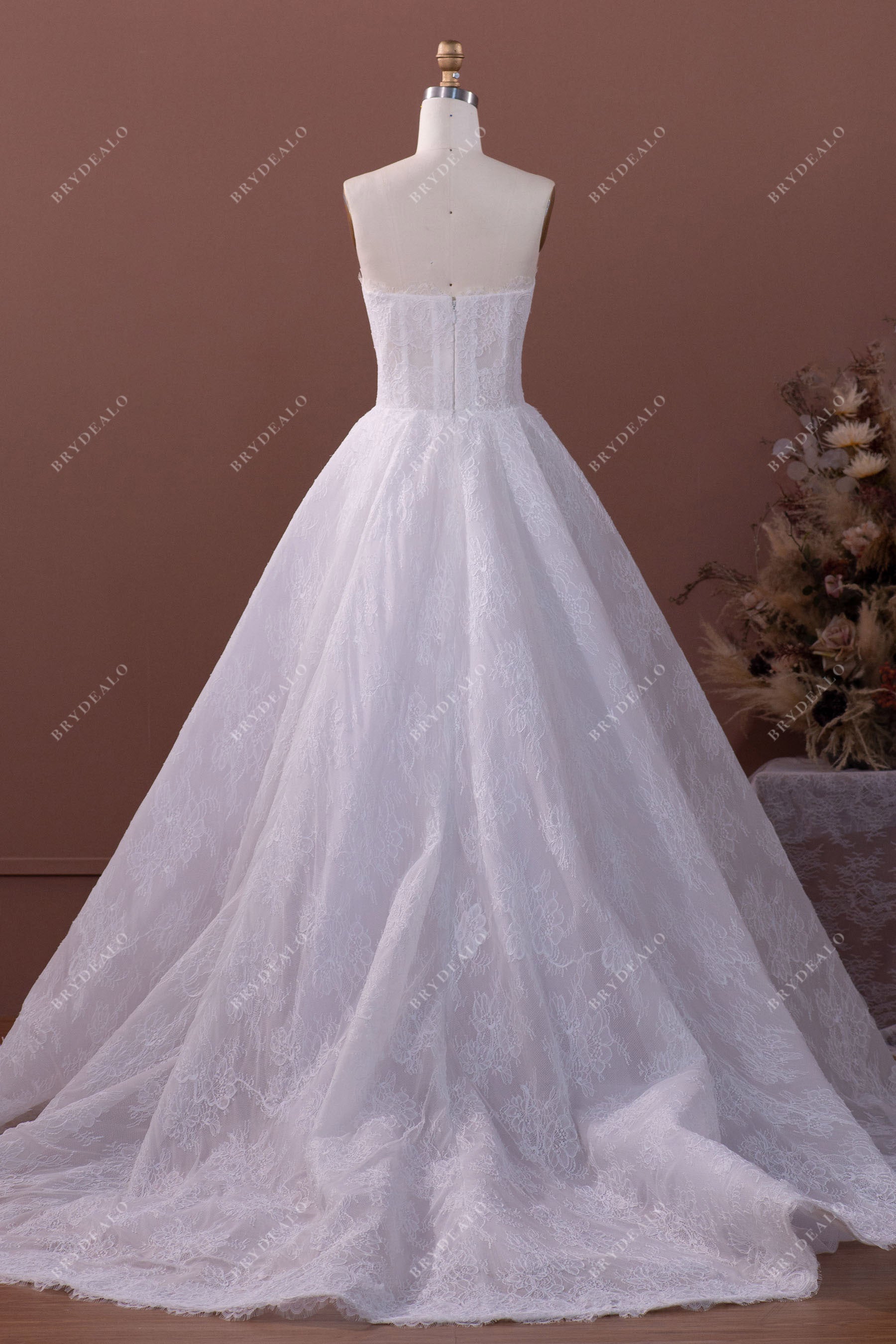 strapless exposed boning corset royal bridal gown