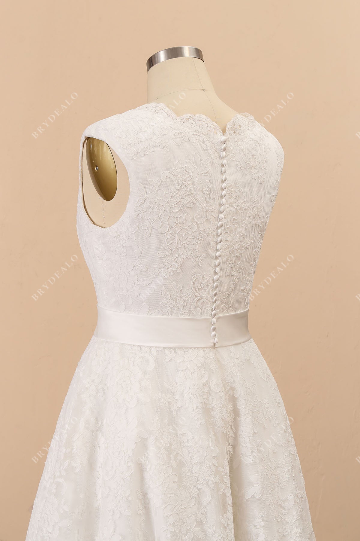 high neck lace informal bridal gown