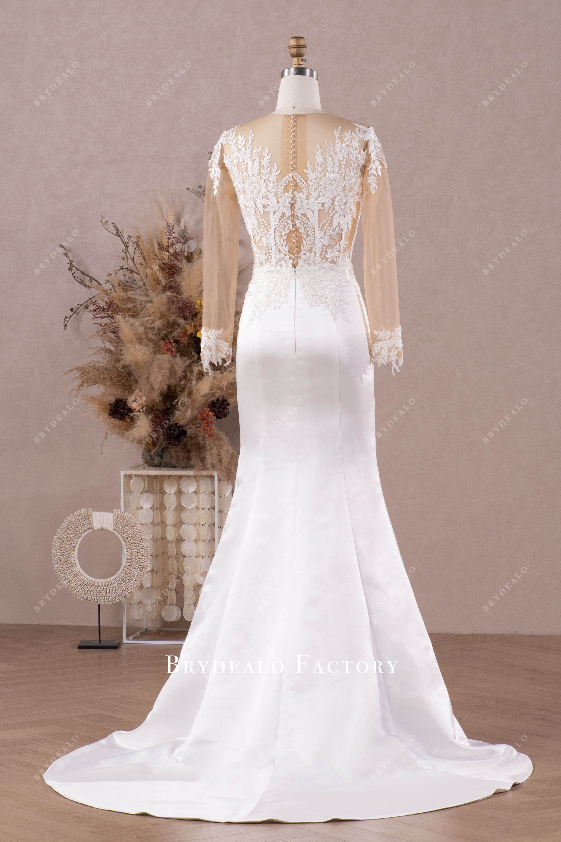 illusion back court wedding dress