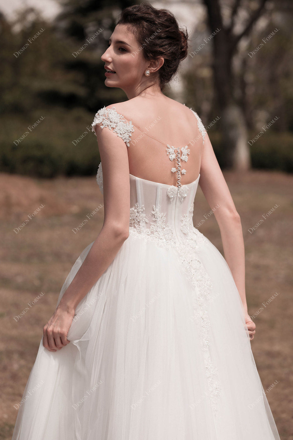 Vintage Basque Waist Long Sleeve Beaded Wedding Dress, Sophisticated Timeless Vintage Wedding Dress