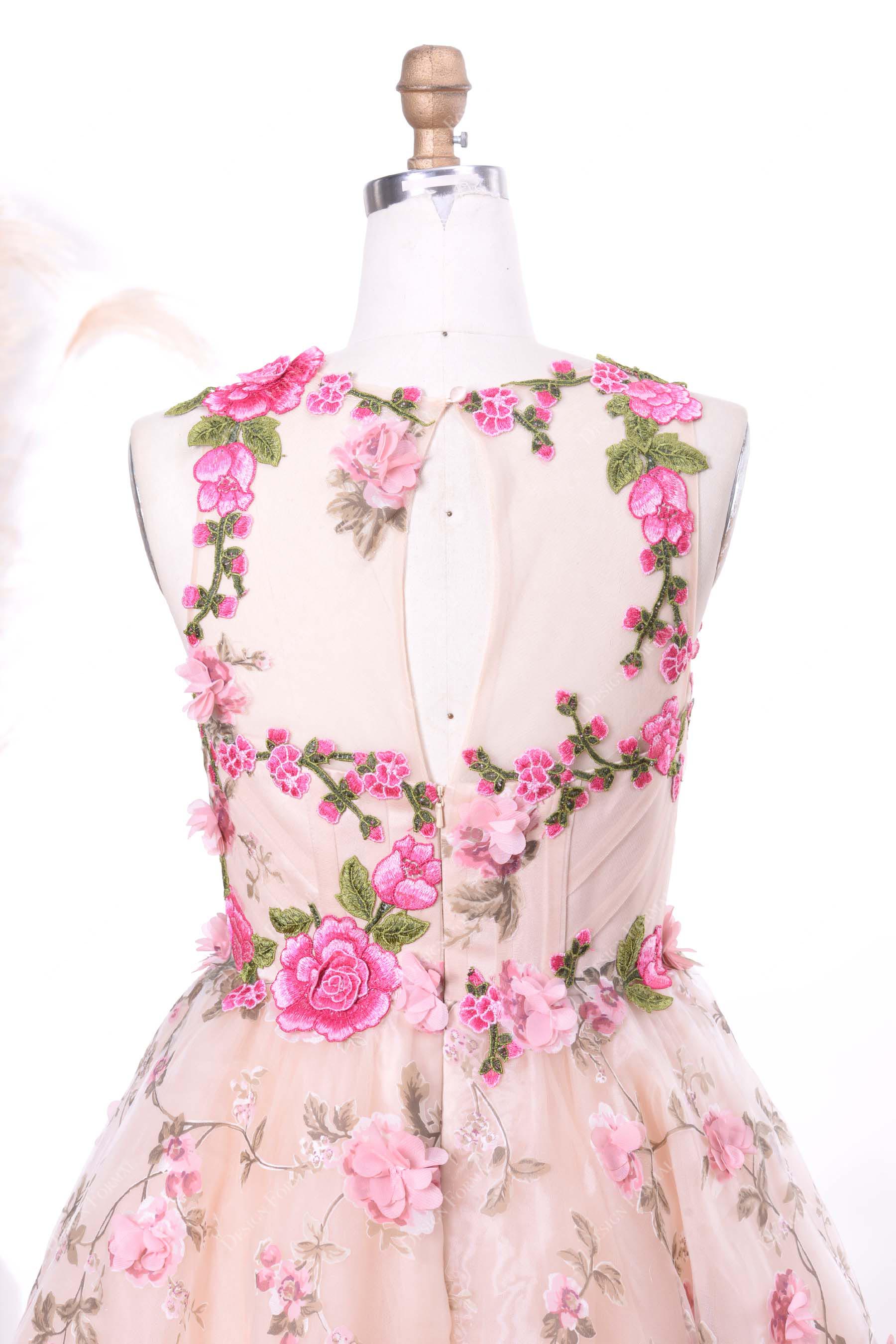 illusion back keyhole sleeveless fuchsia flower girl dress